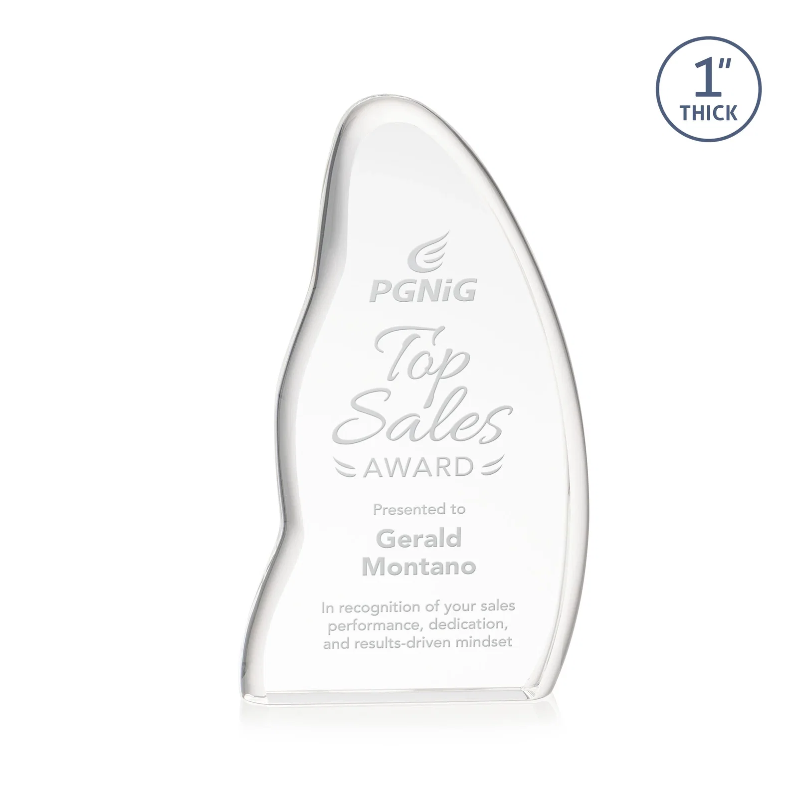 Custom Optical Crystal Award with a Waved Edge, awards for sales achievement awards
