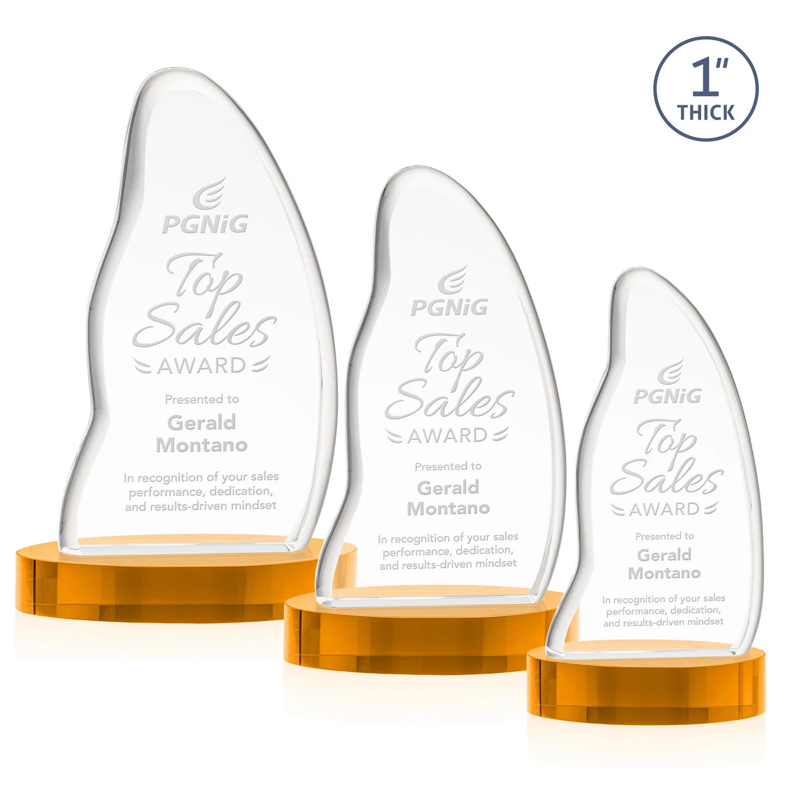 Custom Optical Crystal Arch Award with Waved Edge on Oval Base, awards for employee recognition