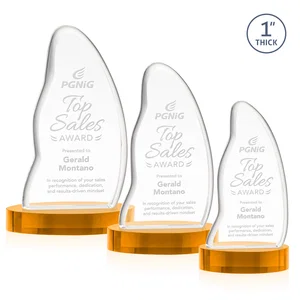 Optical Crystal Arch Award with Waved Edge on Oval Base