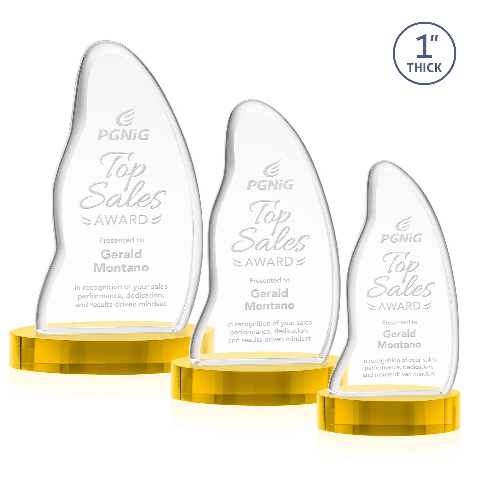 Custom Optical Crystal Arch Award with Waved Edge on Oval Base, awards for volunteer appreciation