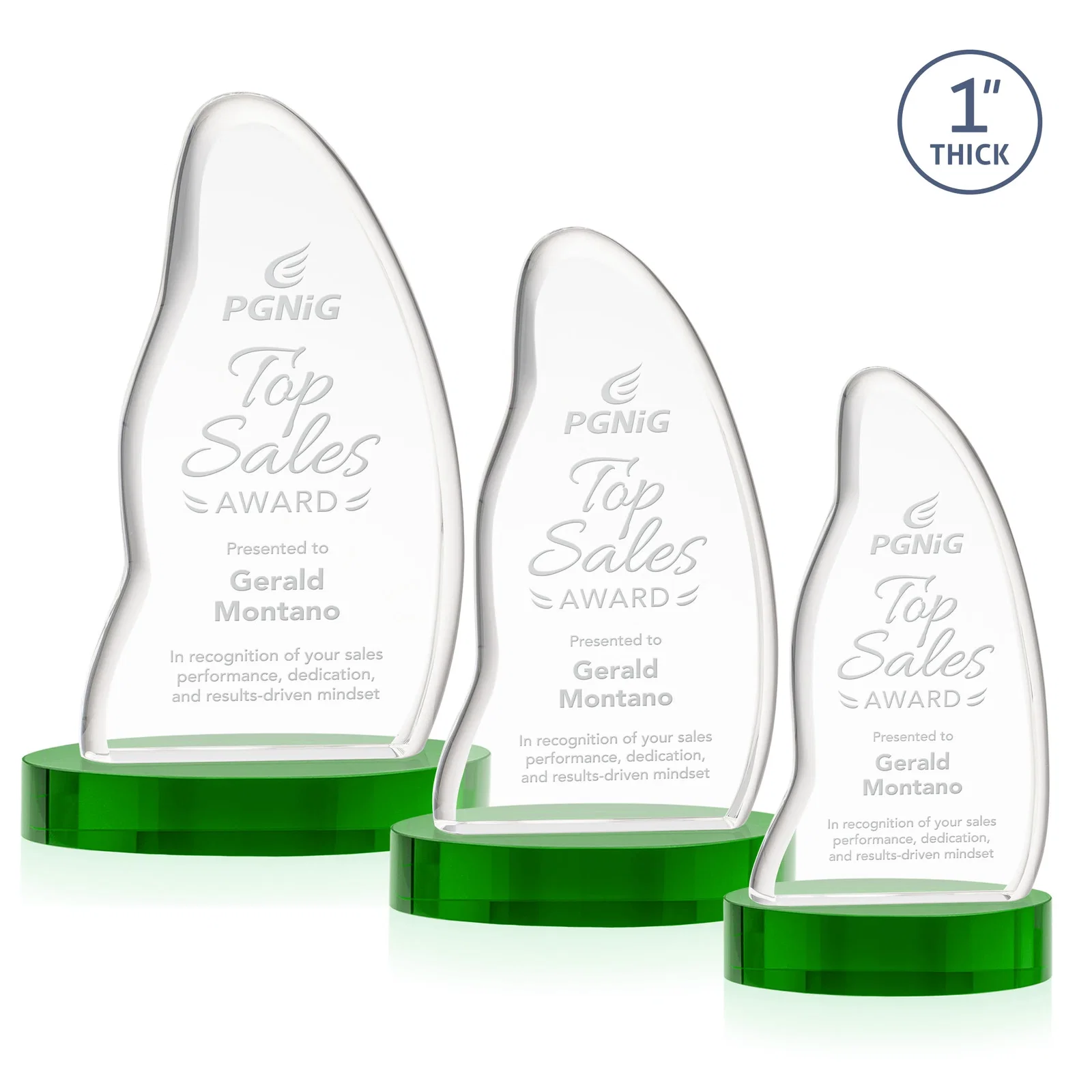 Personalized Optical Crystal Arch Award with Waved Edge on Oval Base, awards for corporate award ceremonies