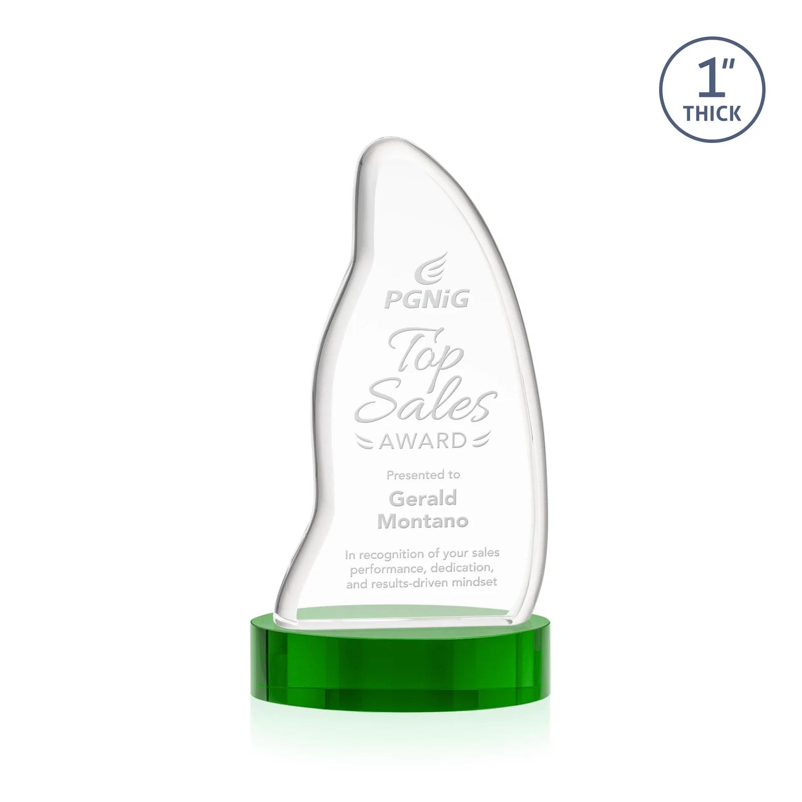 Personalized Optical Crystal Arch Award with Waved Edge on Oval Base, awards for service anniversary gifts