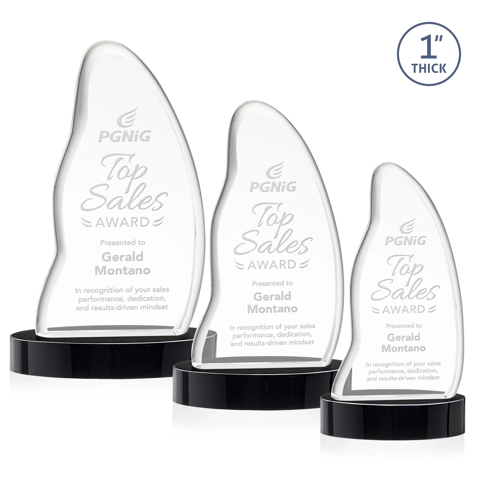Personalized Optical Crystal Arch Award with Waved Edge on Oval Base, awards for team milestone celebrations