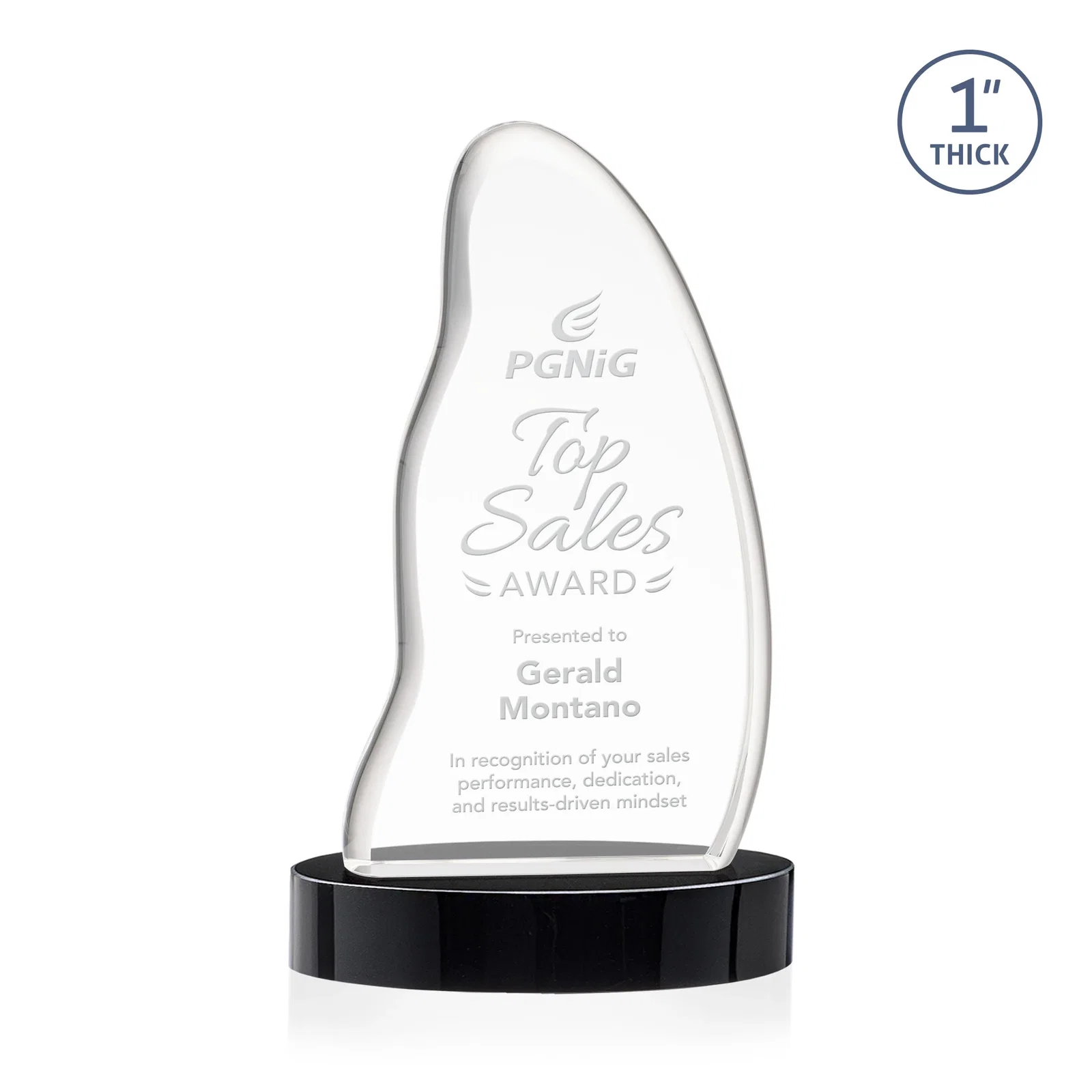 Personalized Optical Crystal Arch Award with Waved Edge on Oval Base, awards for graduation ceremonies