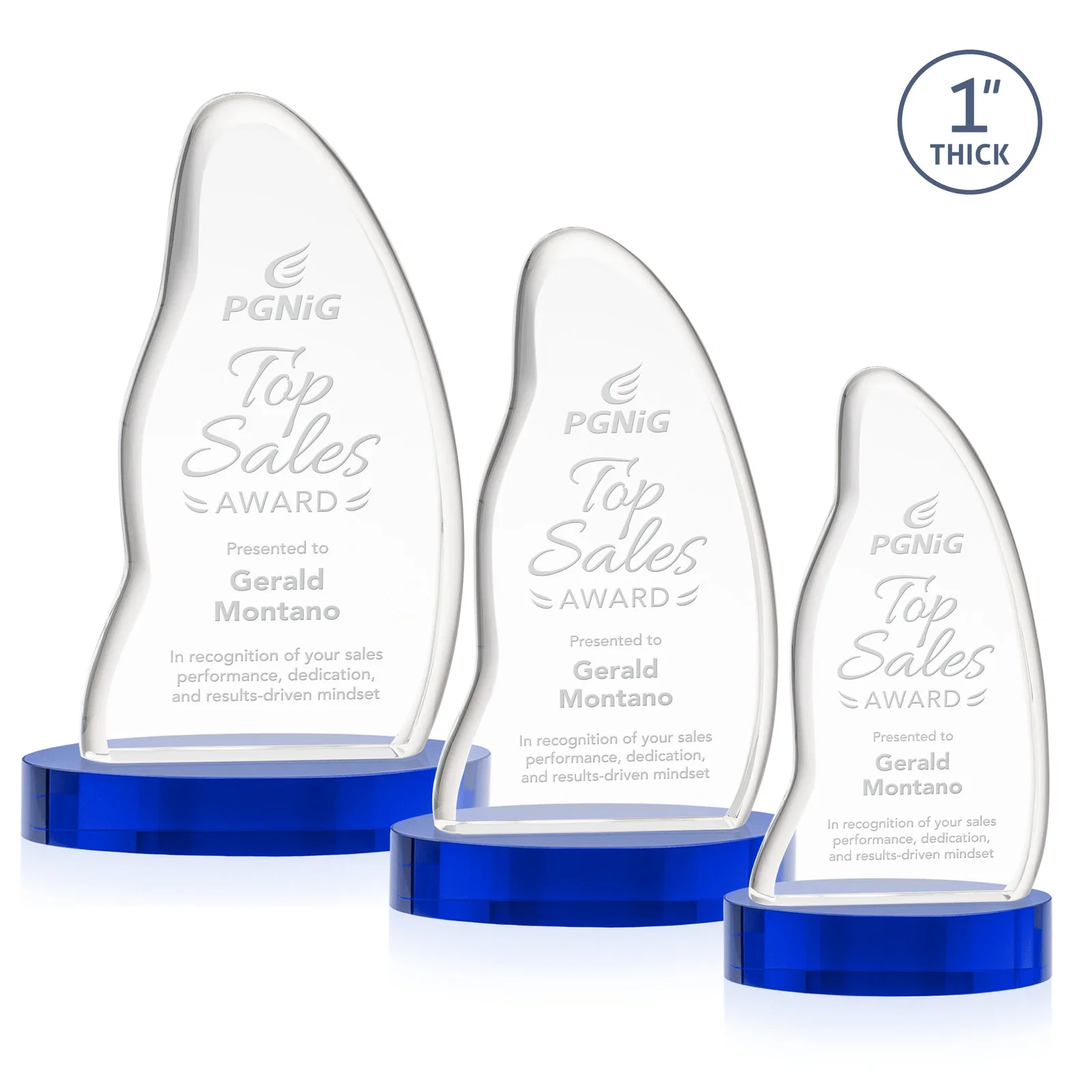 Personalized Optical Crystal Arch Award with Waved Edge on Oval Base, awards for volunteer appreciation