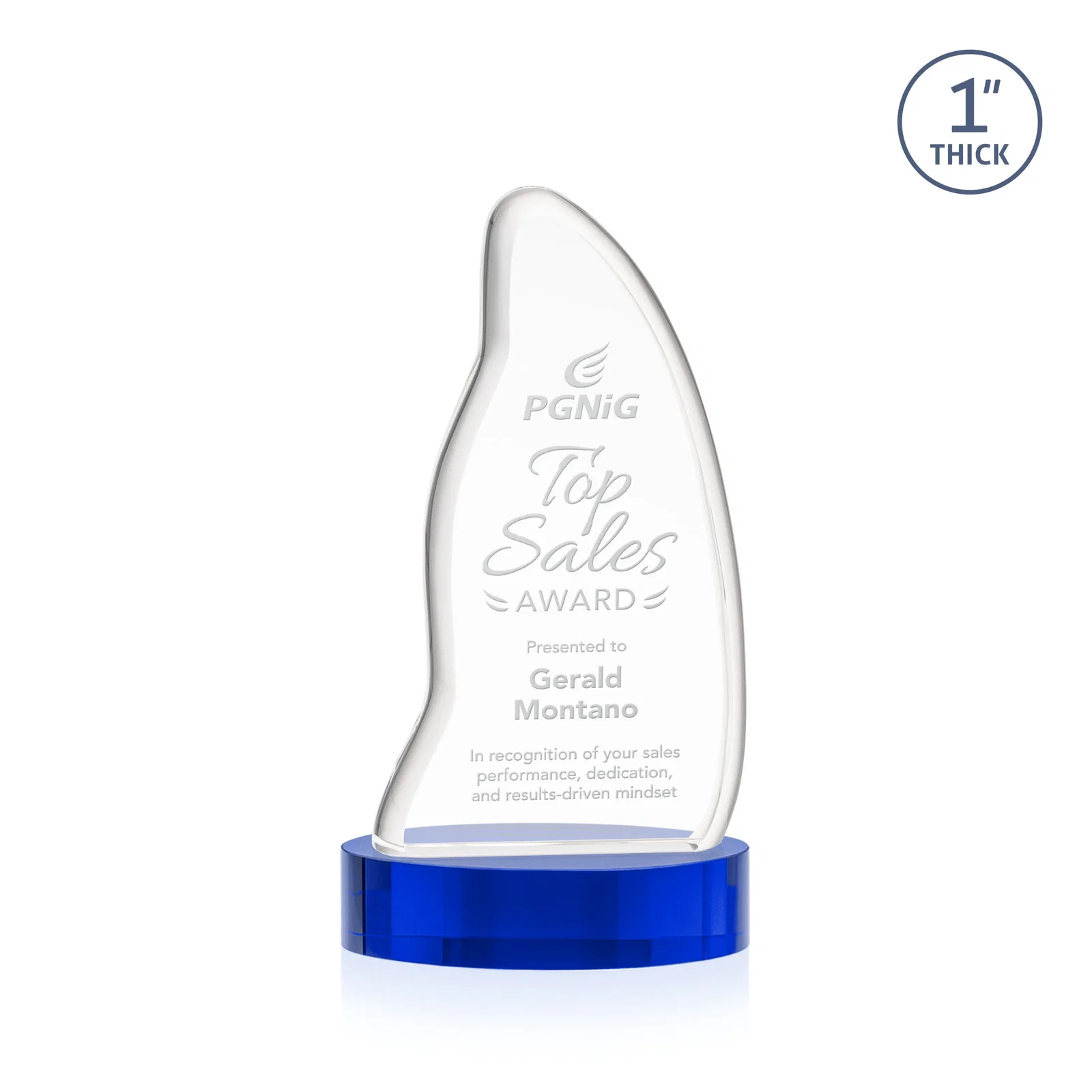 Personalized Optical Crystal Arch Award with Waved Edge on Oval Base, awards for dealer and partner awards