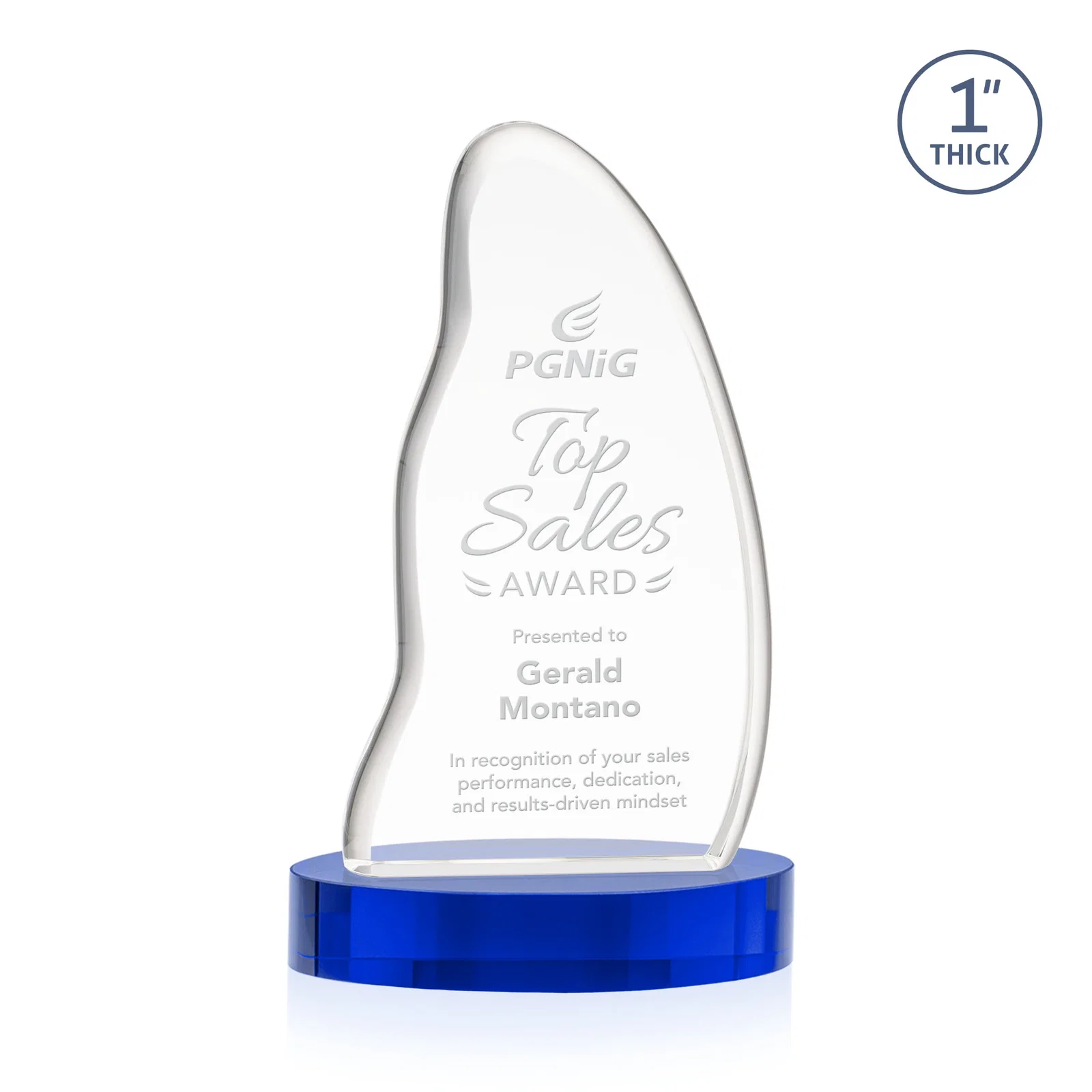 Personalized Optical Crystal Arch Award with Waved Edge on Oval Base, awards for company anniversary events