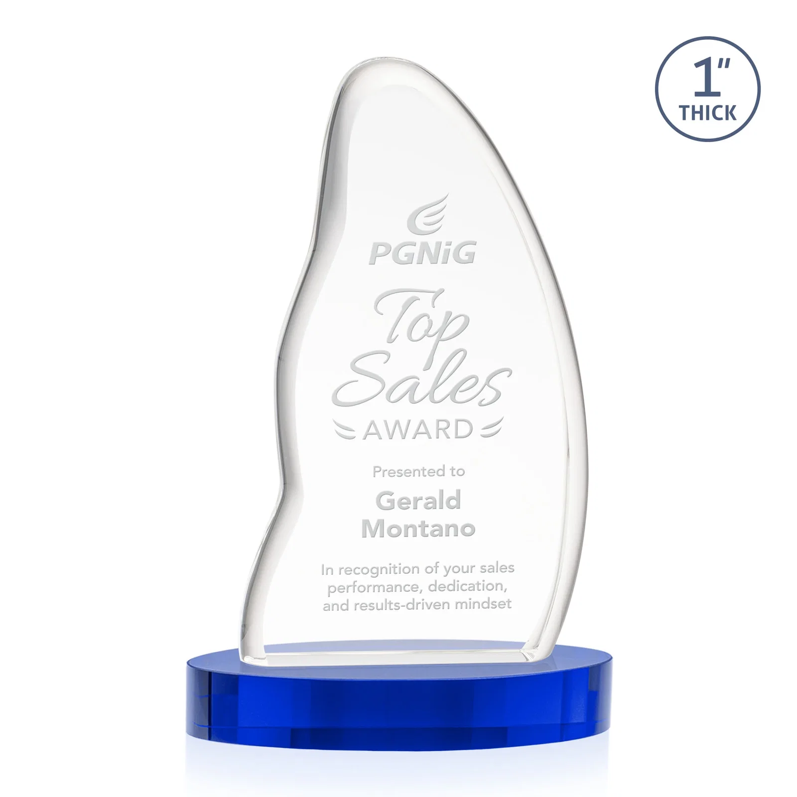 Promotional Optical Crystal Arch Award with Waved Edge on Oval Base, awards for employee recognition