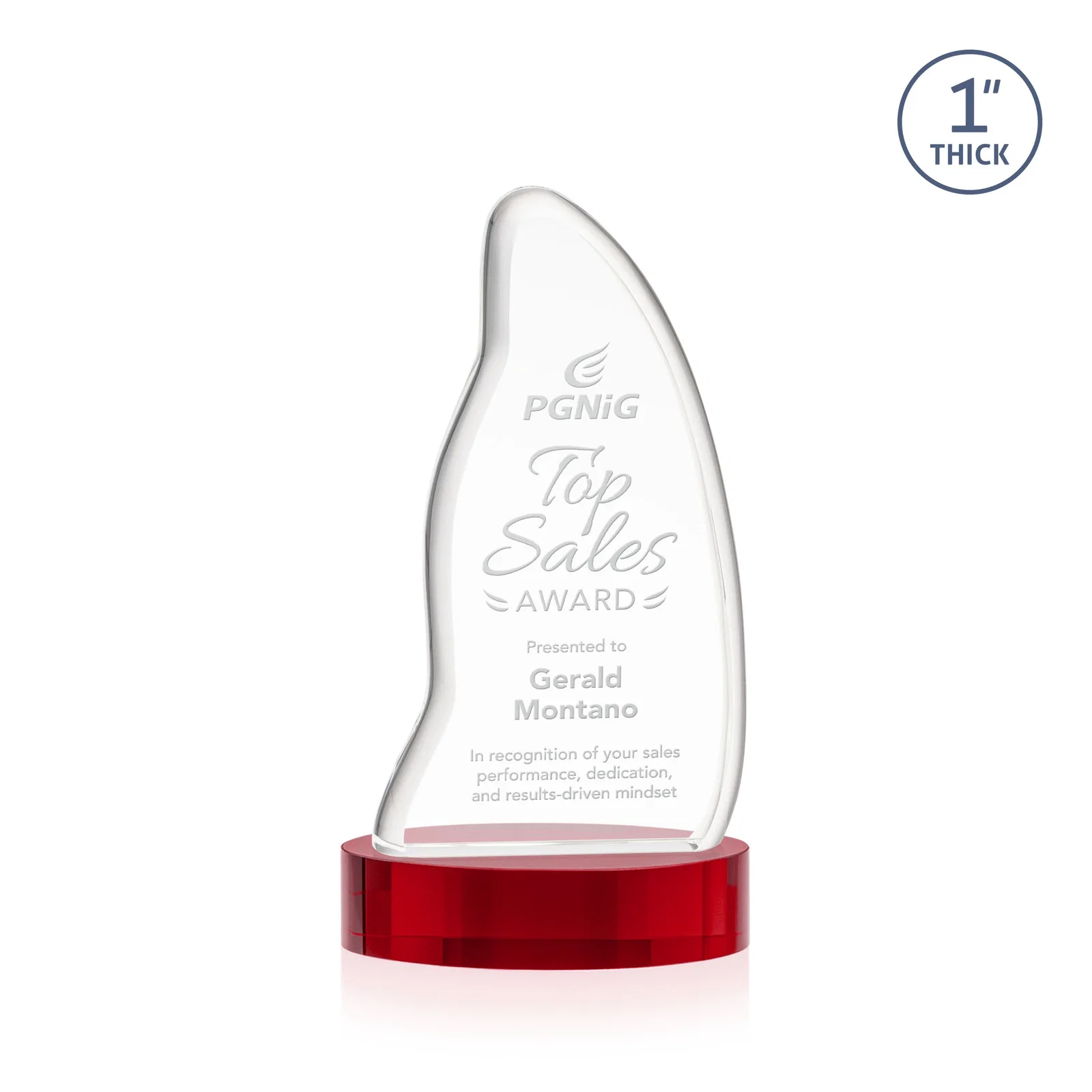 Promotional Optical Crystal Arch Award with Waved Edge on Oval Base, awards for service anniversary gifts