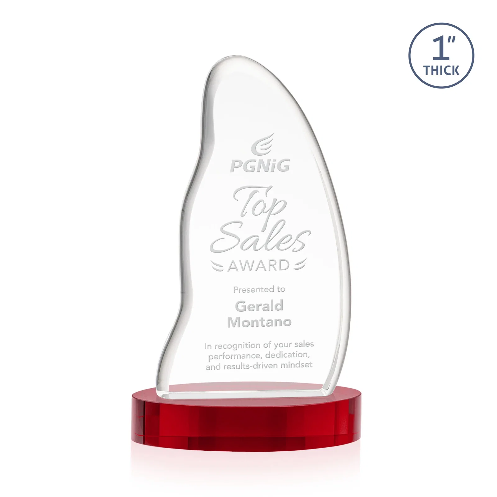 Promotional Optical Crystal Arch Award with Waved Edge on Oval Base, awards for sales achievement awards