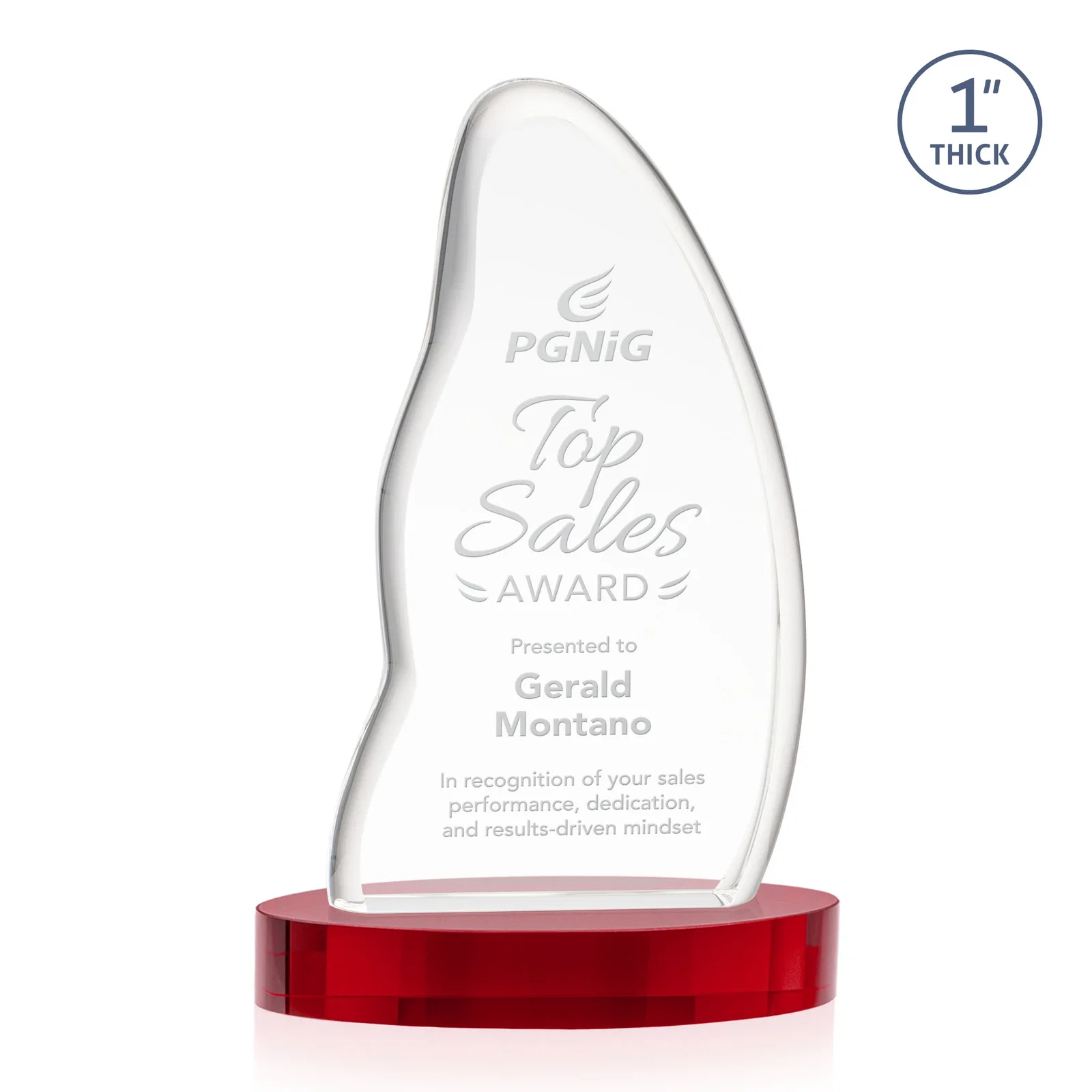 Promotional Optical Crystal Arch Award with Waved Edge on Oval Base, awards for retirement presentations