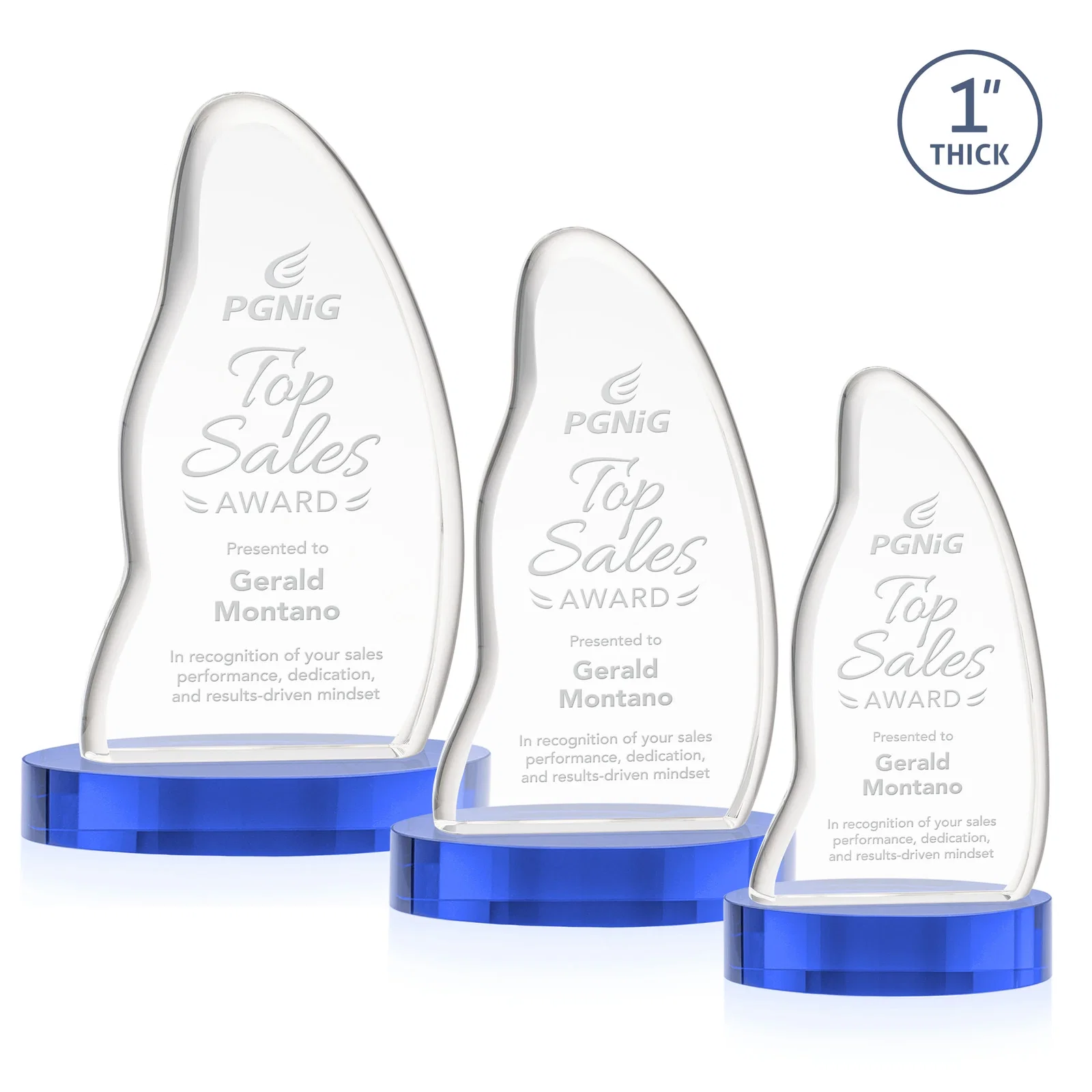 Promotional Optical Crystal Arch Award with Waved Edge on Oval Base, awards for team milestone celebrations