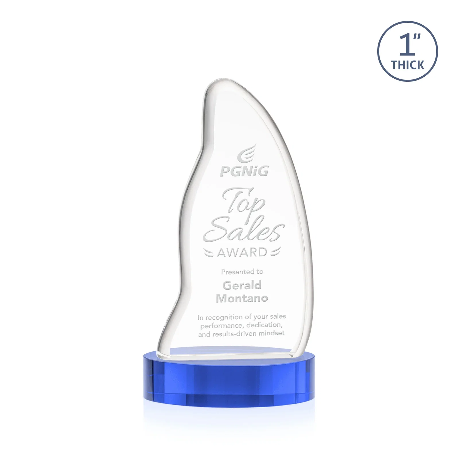 Promotional Optical Crystal Arch Award with Waved Edge on Oval Base, awards for donor appreciation