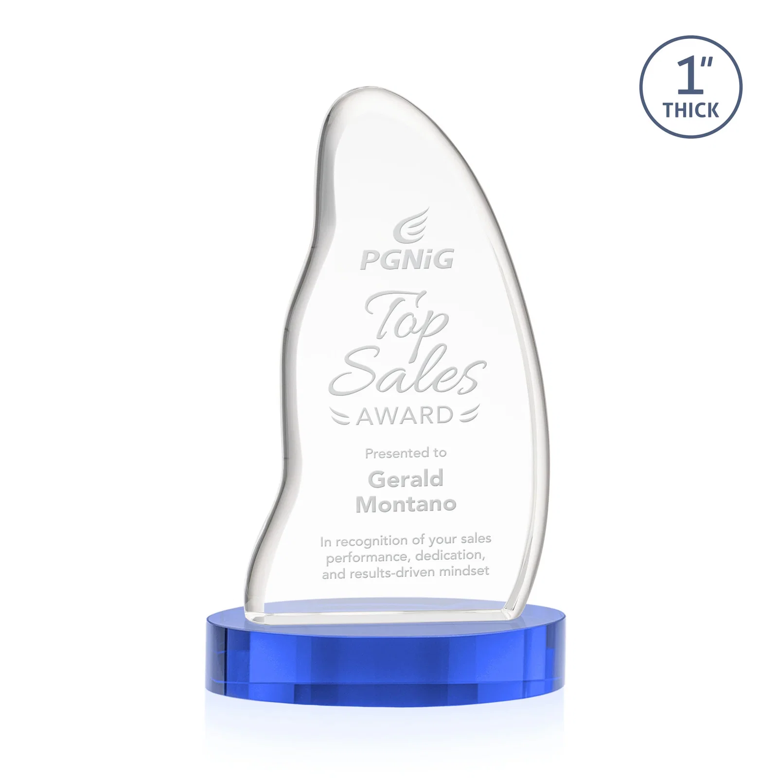 Promotional Optical Crystal Arch Award with Waved Edge on Oval Base, awards for graduation ceremonies