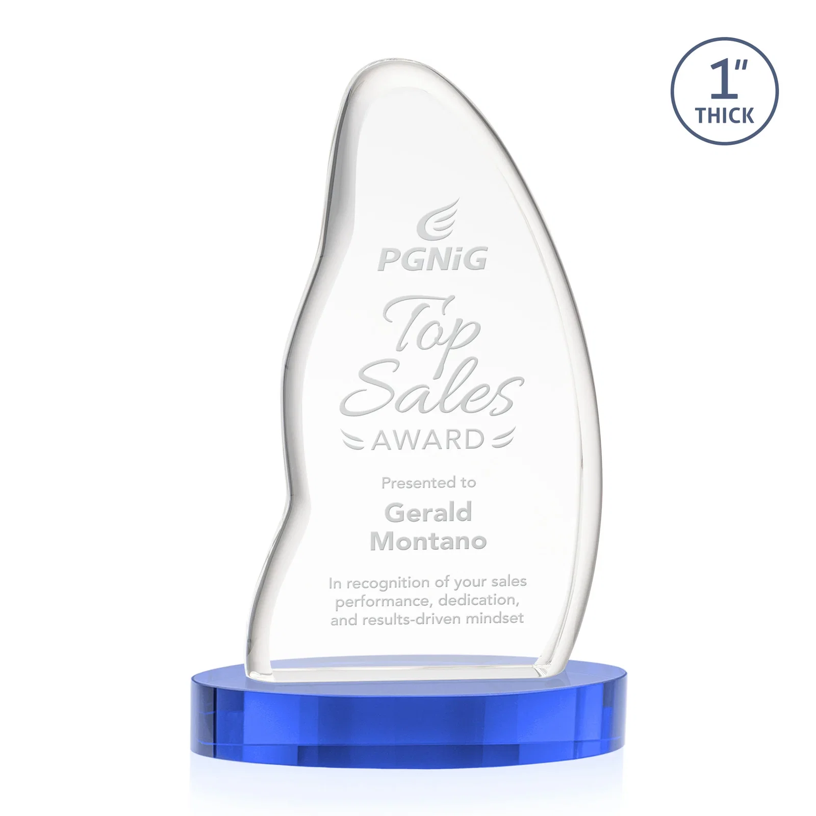 Promotional Optical Crystal Arch Award with Waved Edge on Oval Base, awards for safety achievement programs