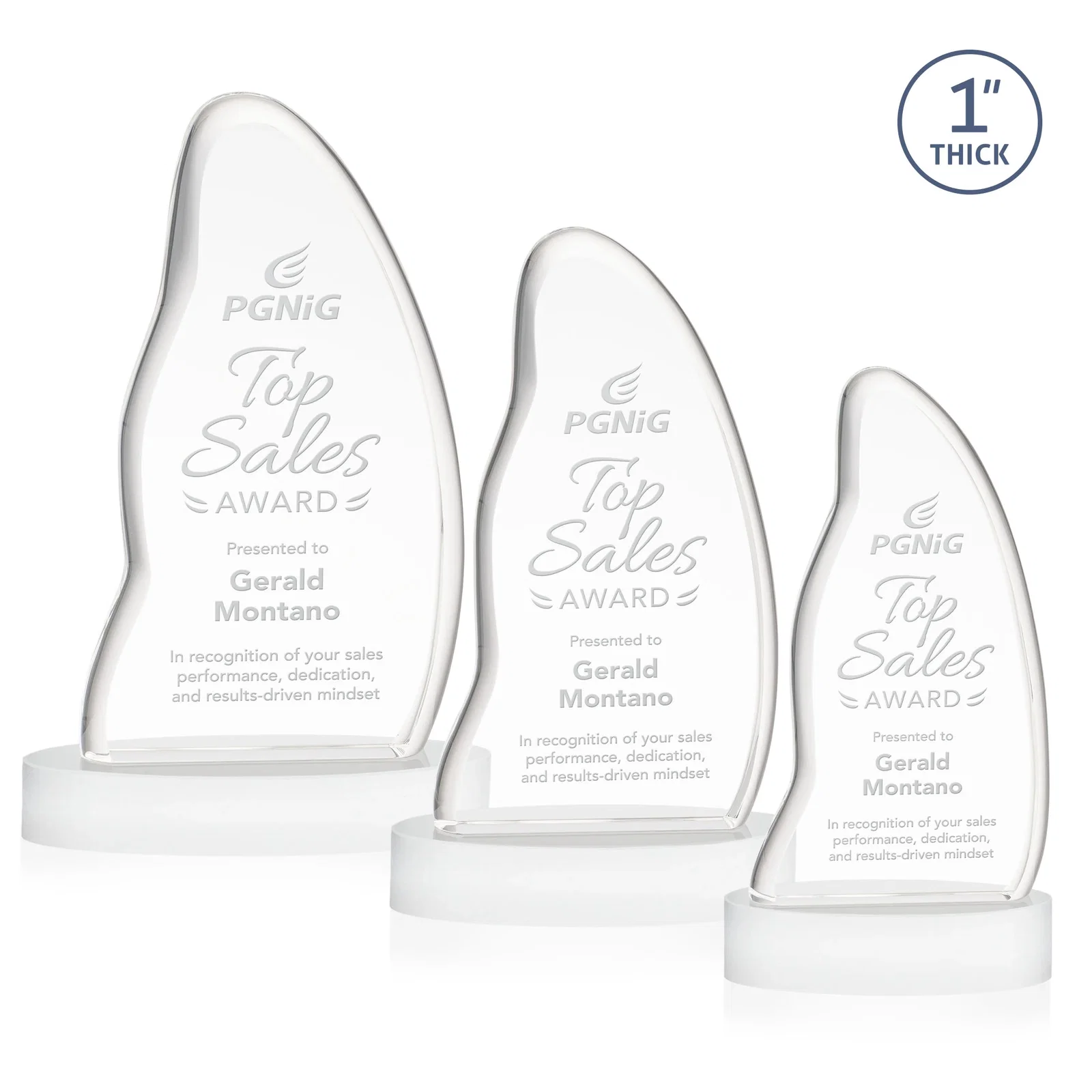 Promotional Optical Crystal Arch Award with Waved Edge on Oval Base, awards for volunteer appreciation