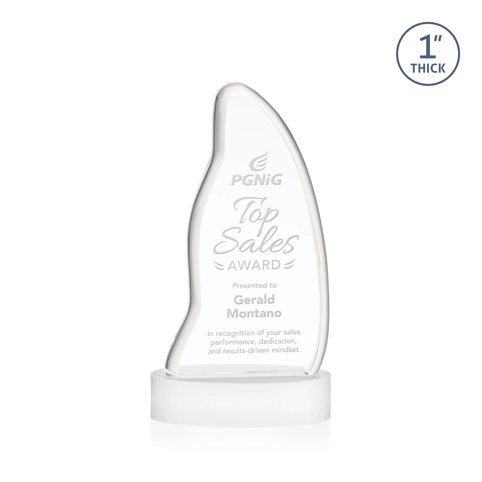 Promotional Optical Crystal Arch Award with Waved Edge on Oval Base, awards for dealer and partner awards