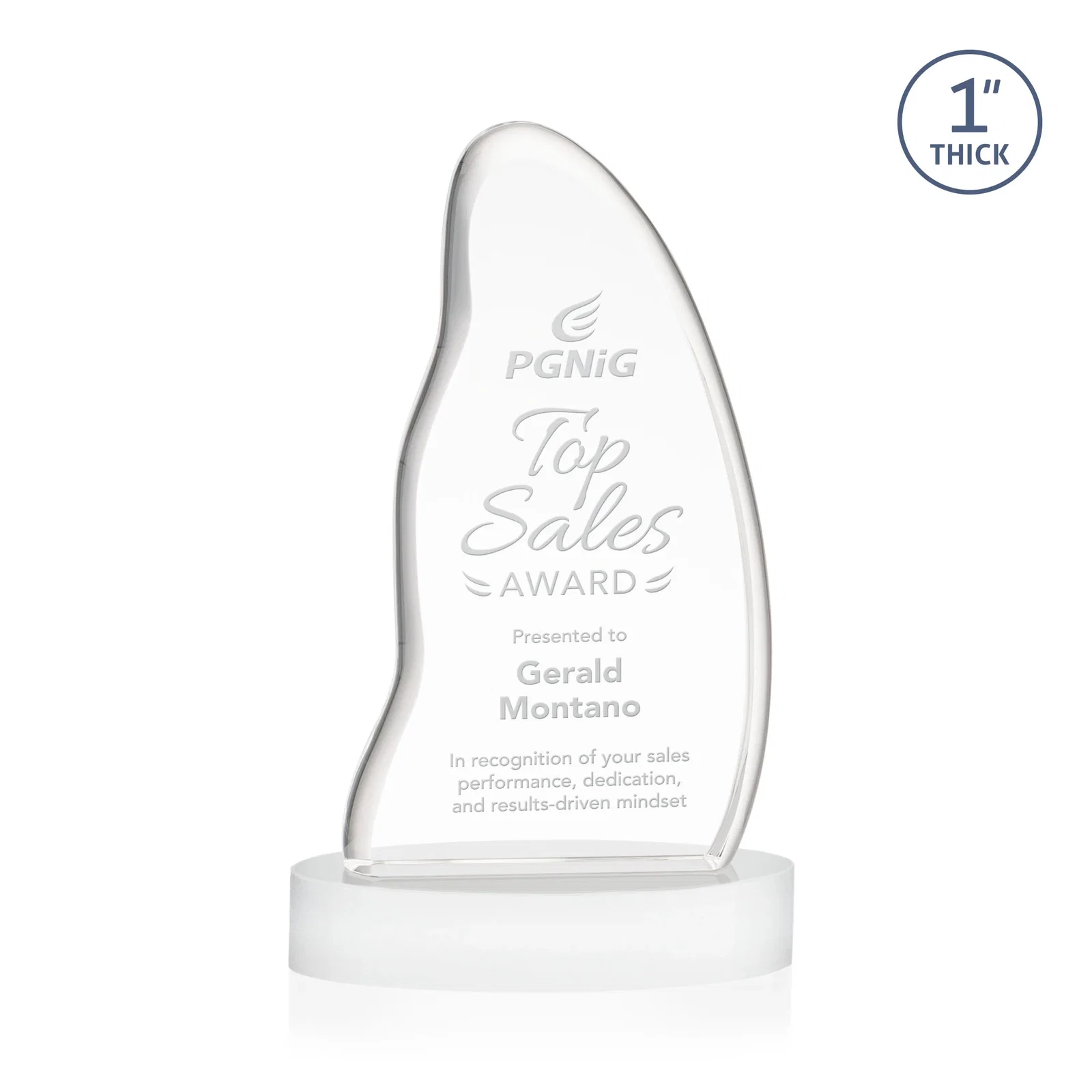 Promotional Optical Crystal Arch Award with Waved Edge on Oval Base, awards for company anniversary events