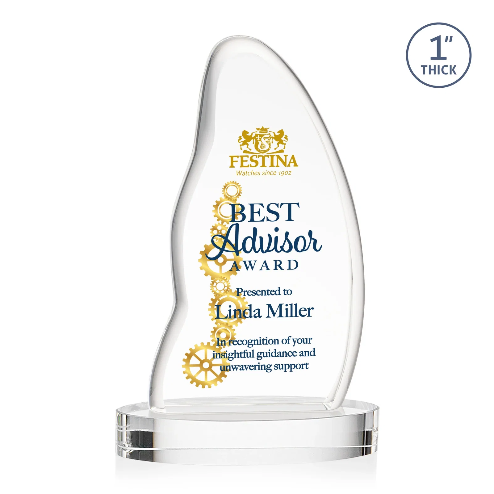 Branded Optical Crystal Arch Award with Waved Edge on Oval Base, awards for safety achievement programs