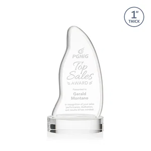 Optical Crystal Arch Award with Waved Edge on Oval Base
