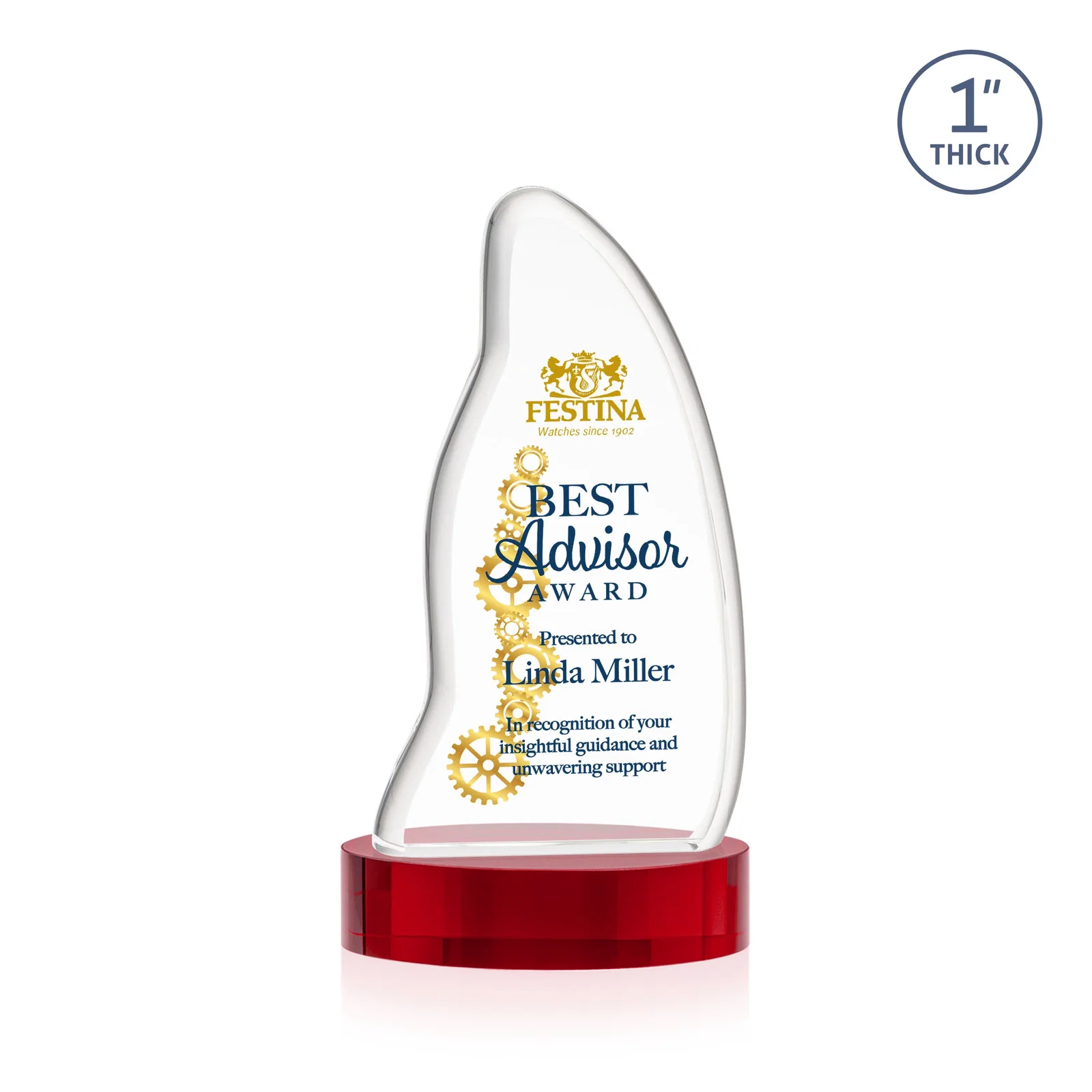 Customized Optical Crystal Arch Award with Waved Edge on Oval Base, awards for service anniversary gifts