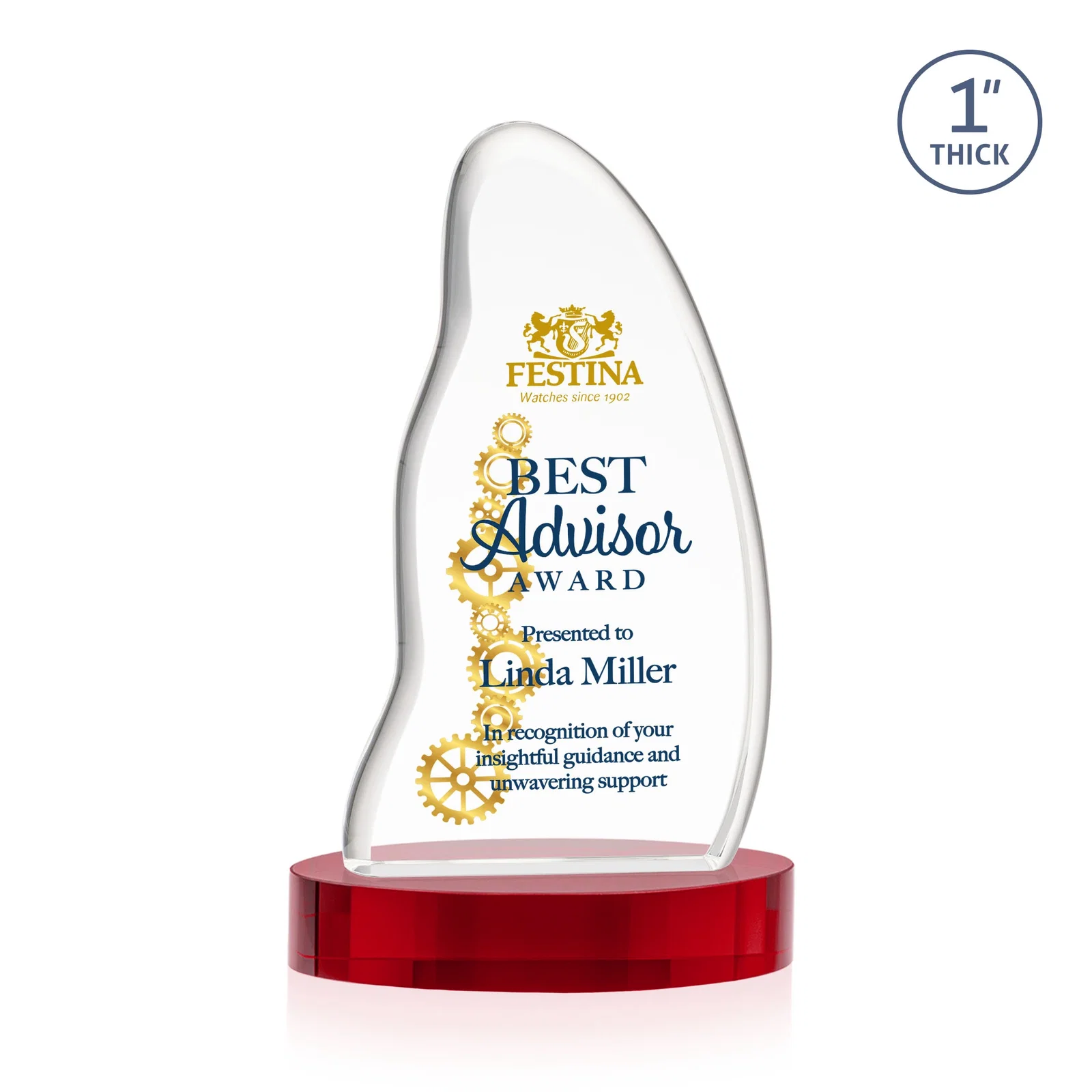 Customized Optical Crystal Arch Award with Waved Edge on Oval Base, awards for sales achievement awards