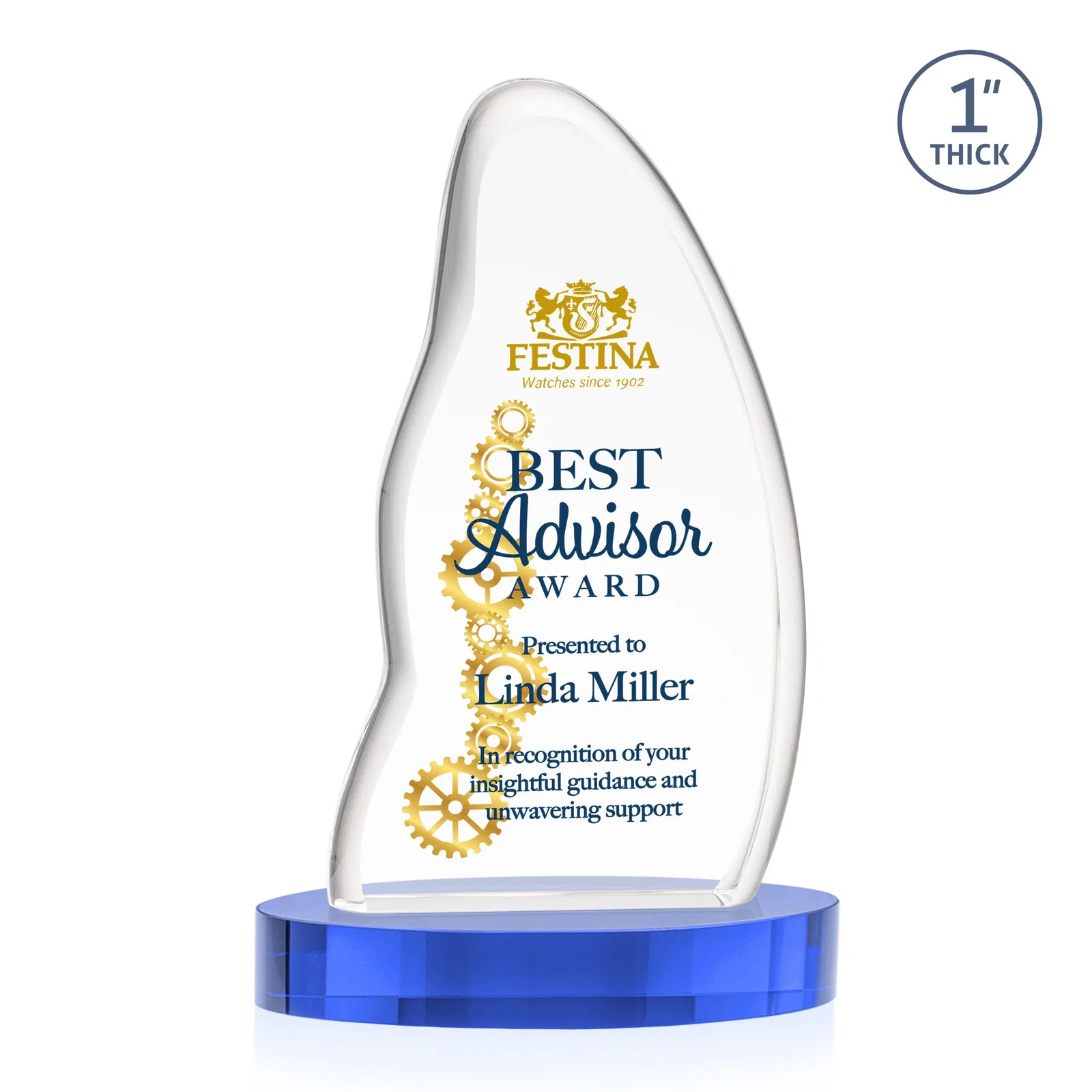 Customized Optical Crystal Arch Award with Waved Edge on Oval Base, awards for safety achievement programs