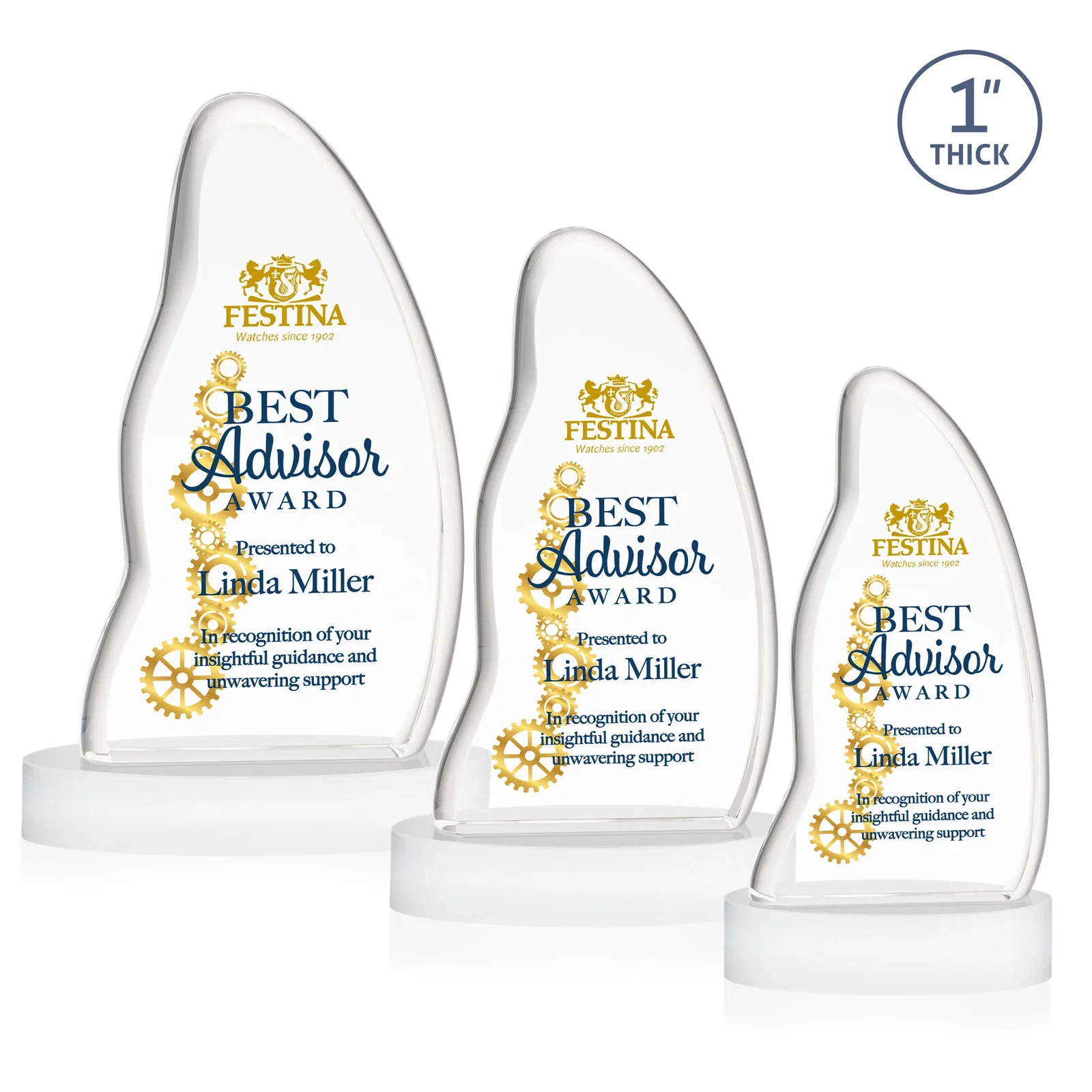 Customized Optical Crystal Arch Award with Waved Edge on Oval Base, awards for volunteer appreciation
