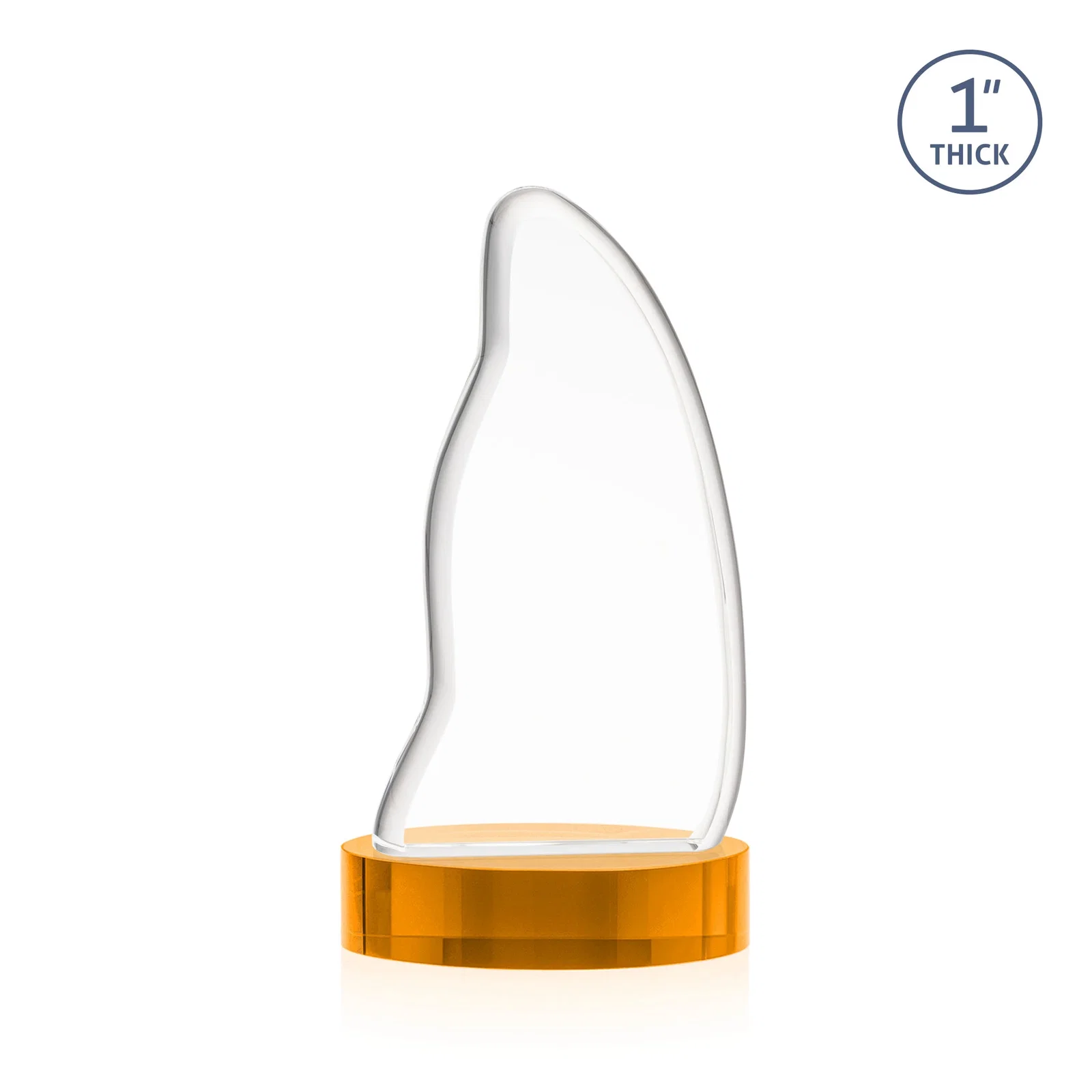 Custom engraved Optical Crystal Arch Award with Waved Edge on Oval Base, awards for corporate award ceremonies