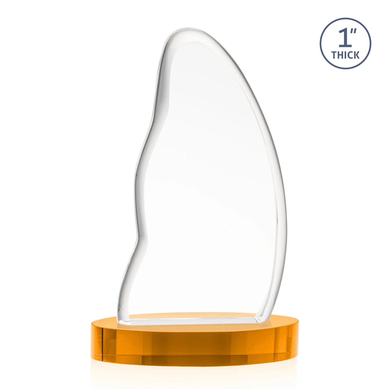 Custom engraved Optical Crystal Arch Award with Waved Edge on Oval Base, awards for sales achievement awards