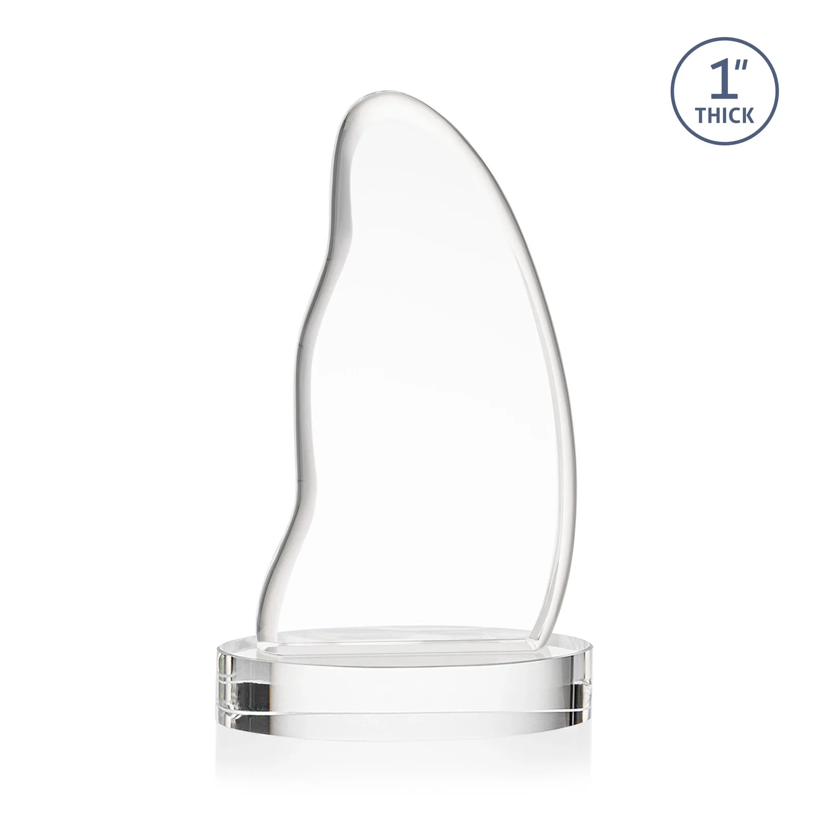 Custom engraved Optical Crystal Arch Award with Waved Edge on Oval Base, awards for team milestone celebrations