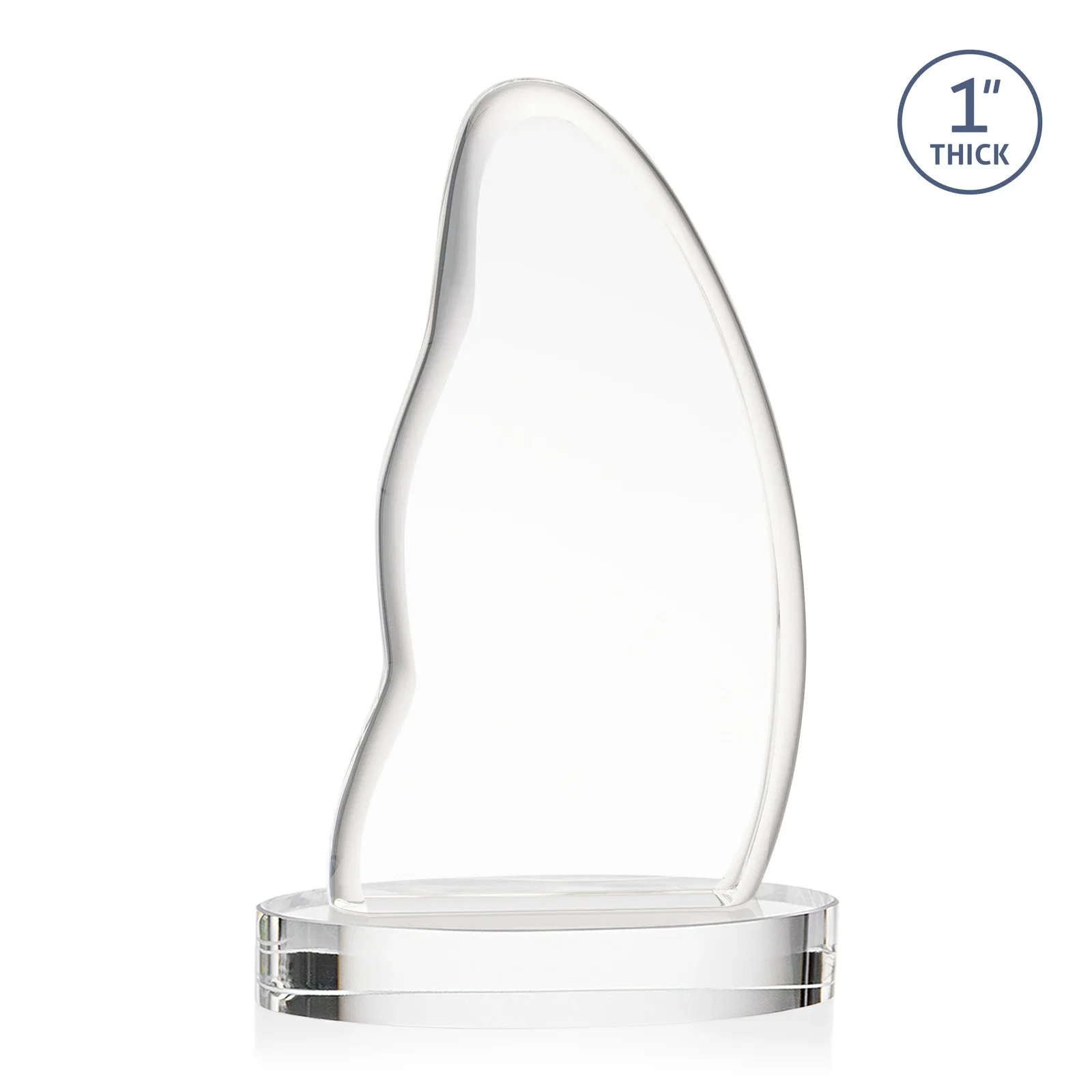 Custom engraved Optical Crystal Arch Award with Waved Edge on Oval Base, awards for donor appreciation