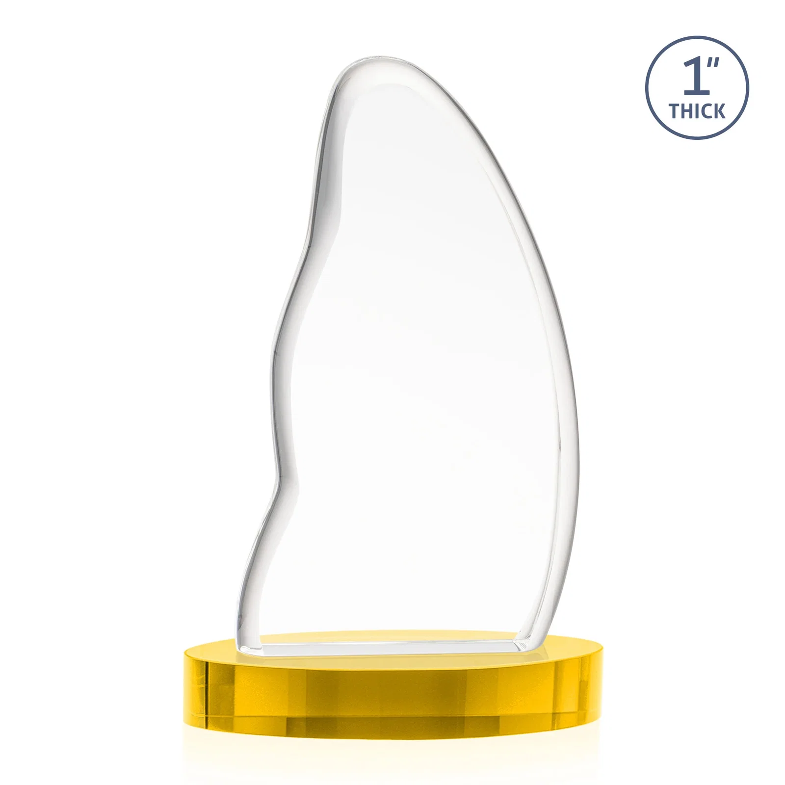 Custom engraved Optical Crystal Arch Award with Waved Edge on Oval Base, awards for volunteer appreciation