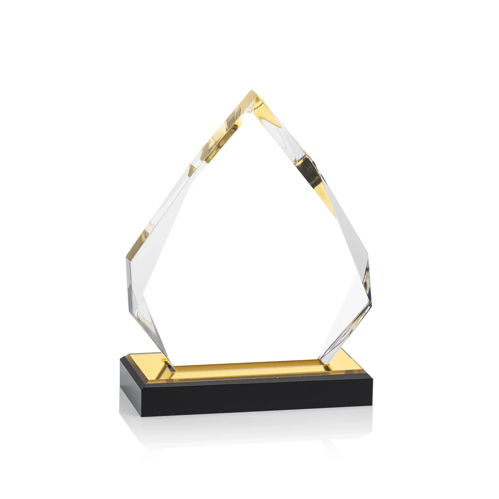 Promotional Faceted Acrylic Award with Blue Reflective Peak on Ebony Base for sales achievement awards