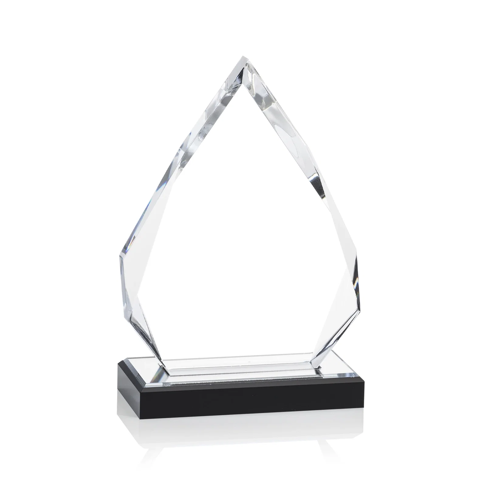 Promotional Faceted Acrylic Award with Blue Reflective Peak on Ebony Base for graduation ceremonies