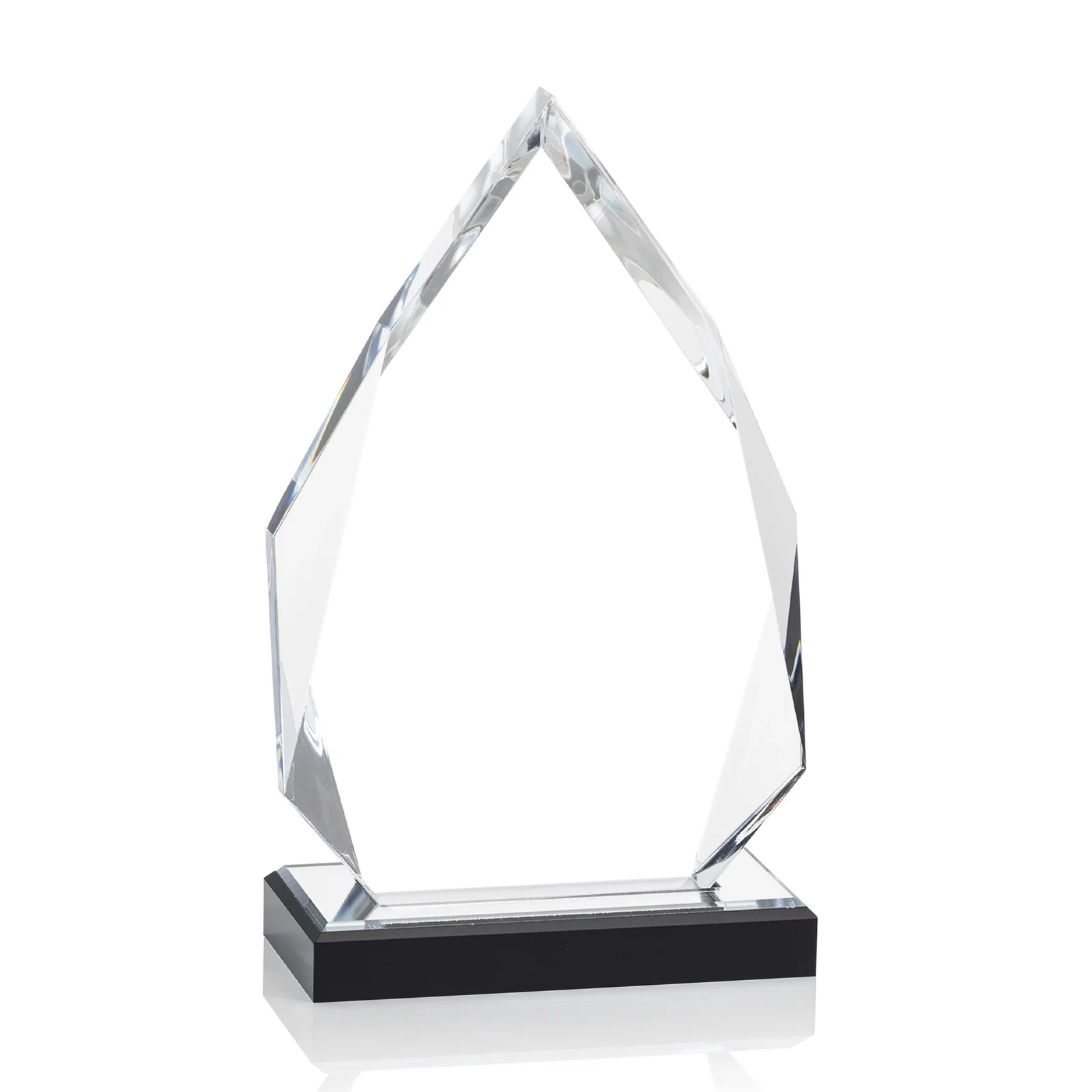 Promotional Faceted Acrylic Award with Blue Reflective Peak on Ebony Base for safety achievement programs