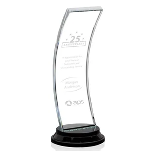 Starfire Crystal Panel Award Curved Into the Background