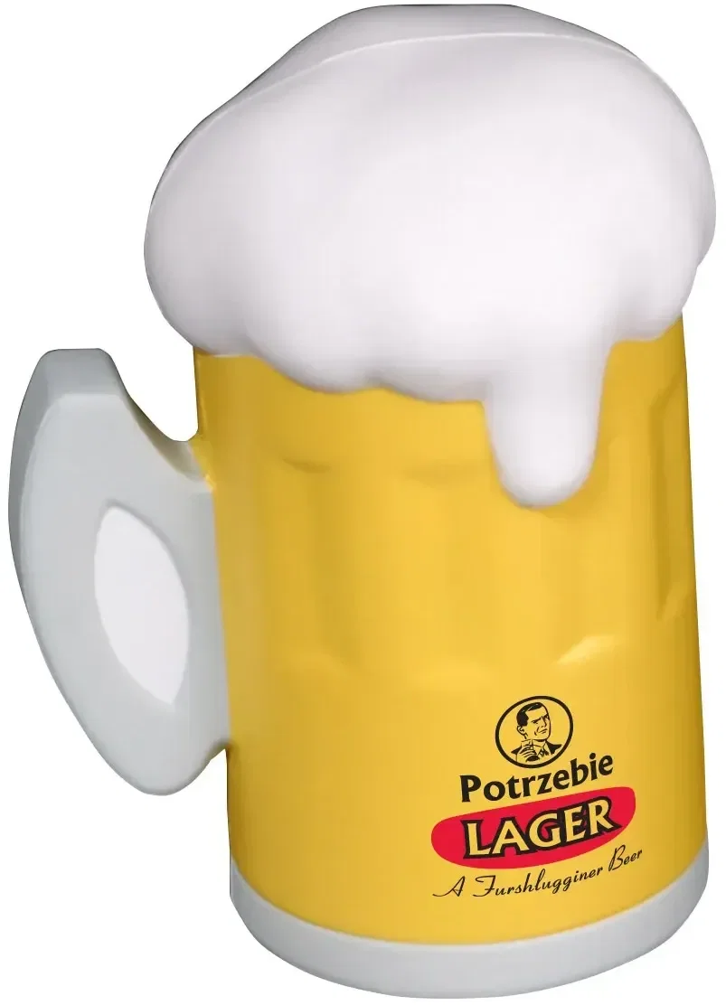 Beer Mug Stress Reliever, a custom foaming-stein squeeze toy for logo-branded brewery and pub promotions