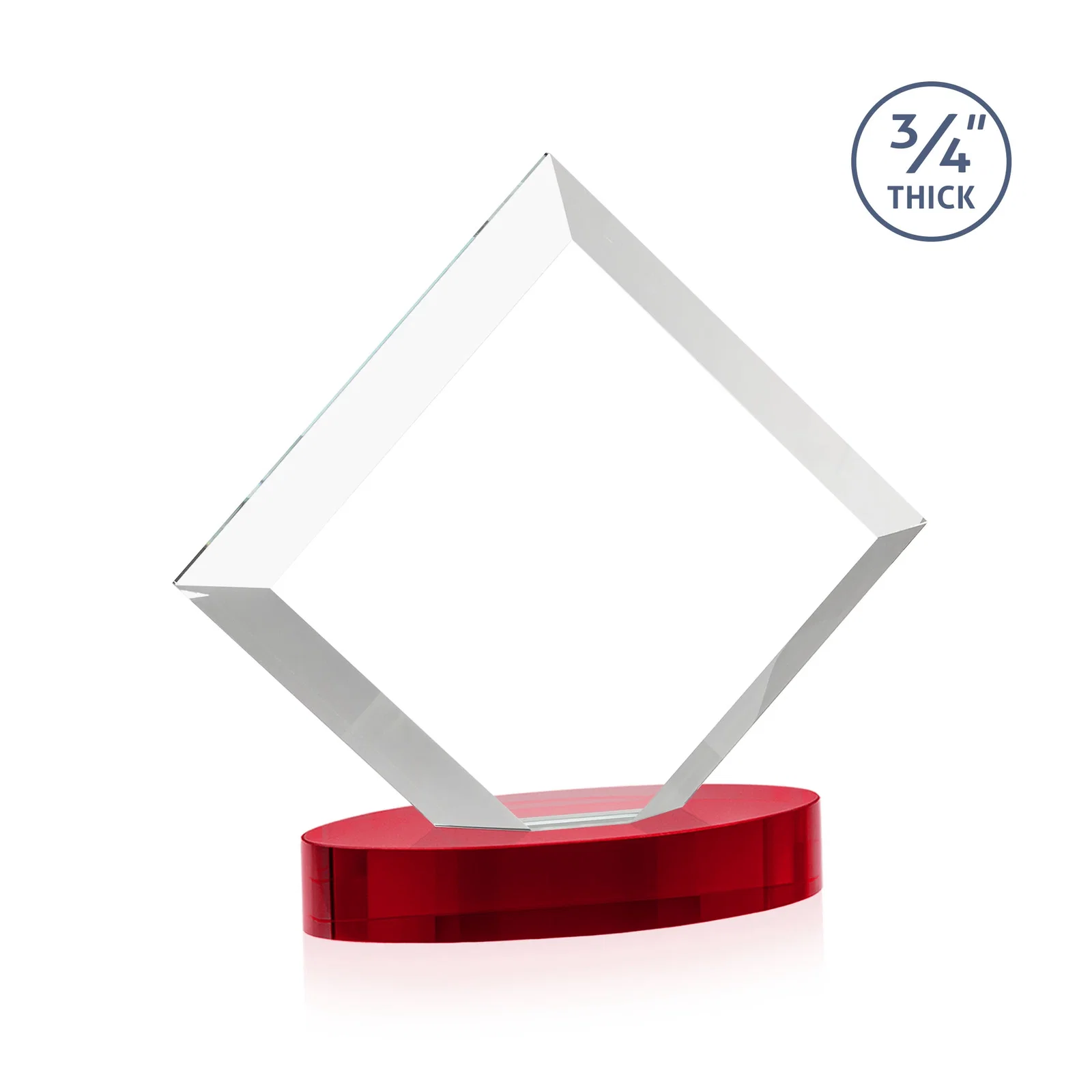 Custom Mitered-Edge Starfire Crystal Diamond Award on an Oval Base, awards, with your logo for donor appreciation