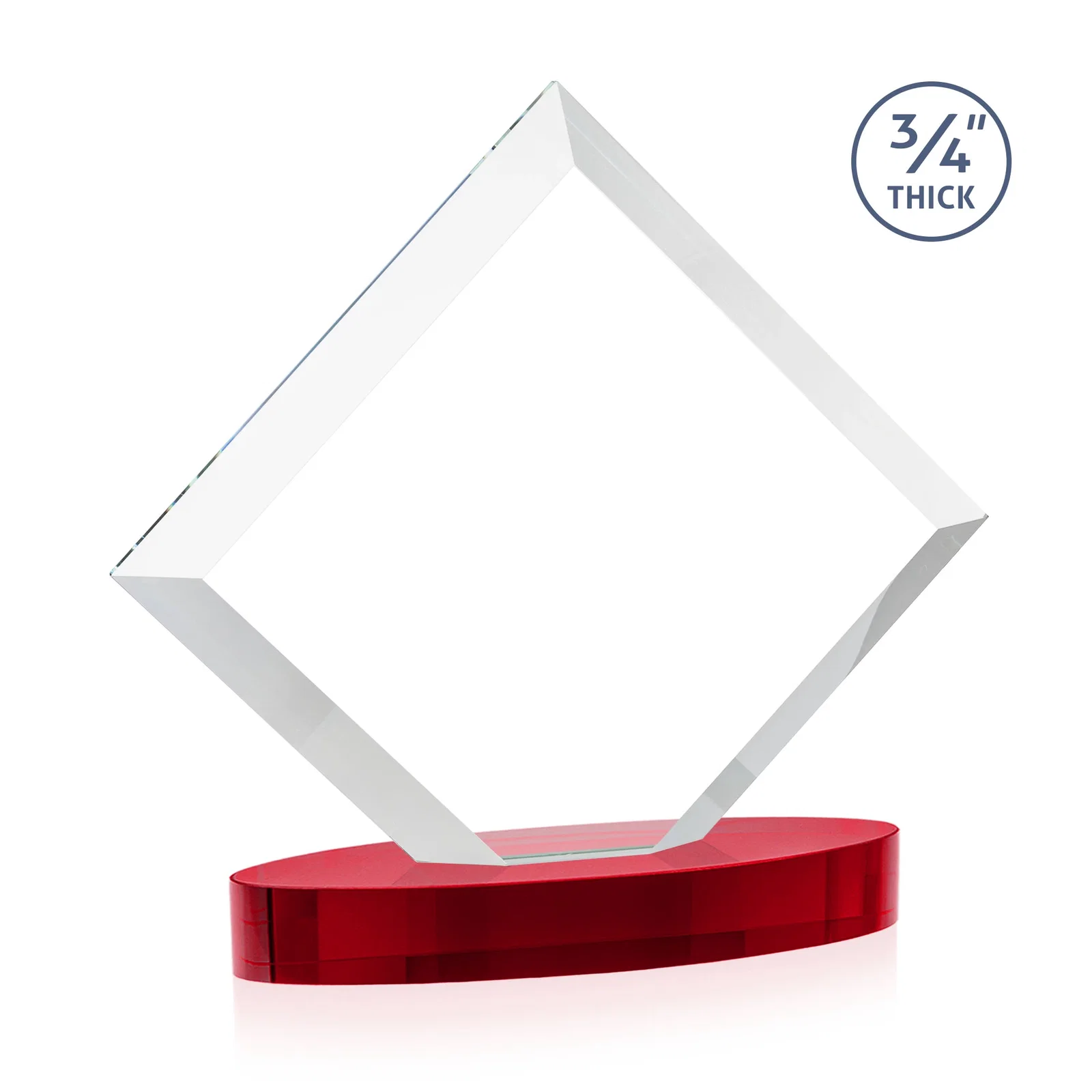 Custom Mitered-Edge Starfire Crystal Diamond Award on an Oval Base, awards, with your logo for safety achievement programs