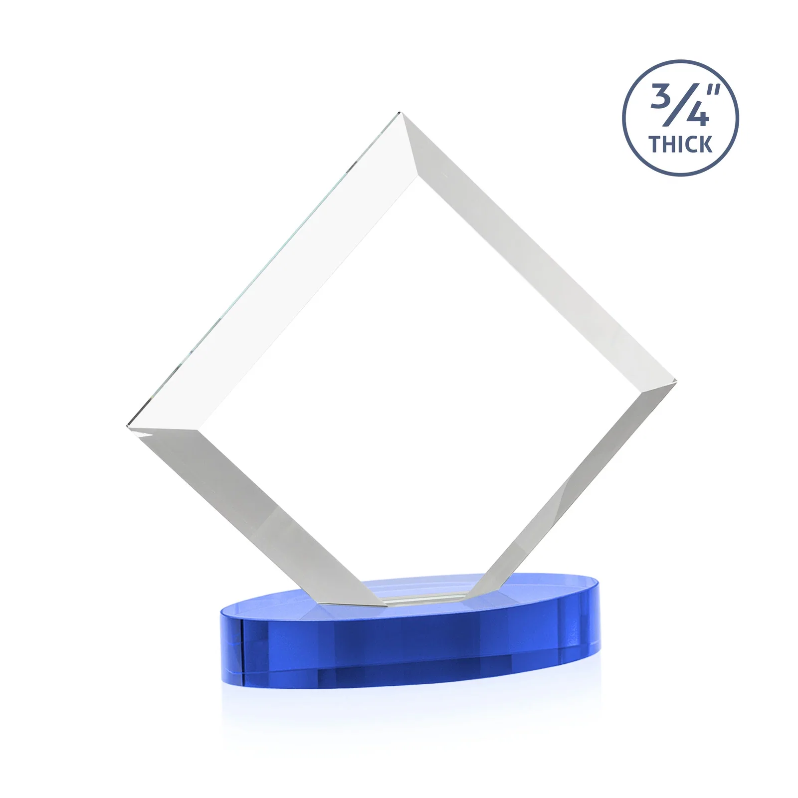 Custom Mitered-Edge Starfire Crystal Diamond Award on an Oval Base, awards, with your logo for volunteer appreciation