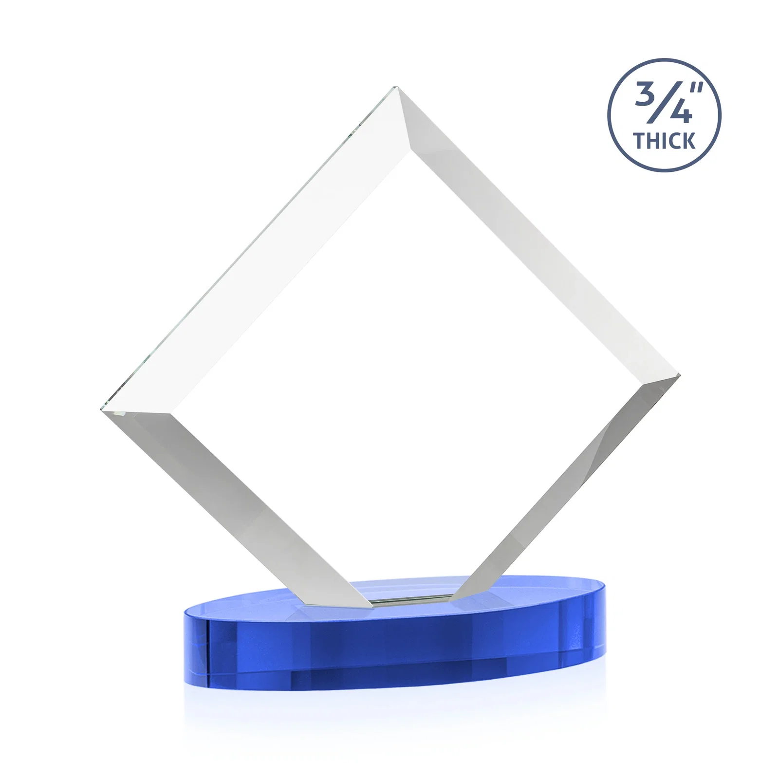 Custom Mitered-Edge Starfire Crystal Diamond Award on an Oval Base, awards, with your logo for dealer and partner awards