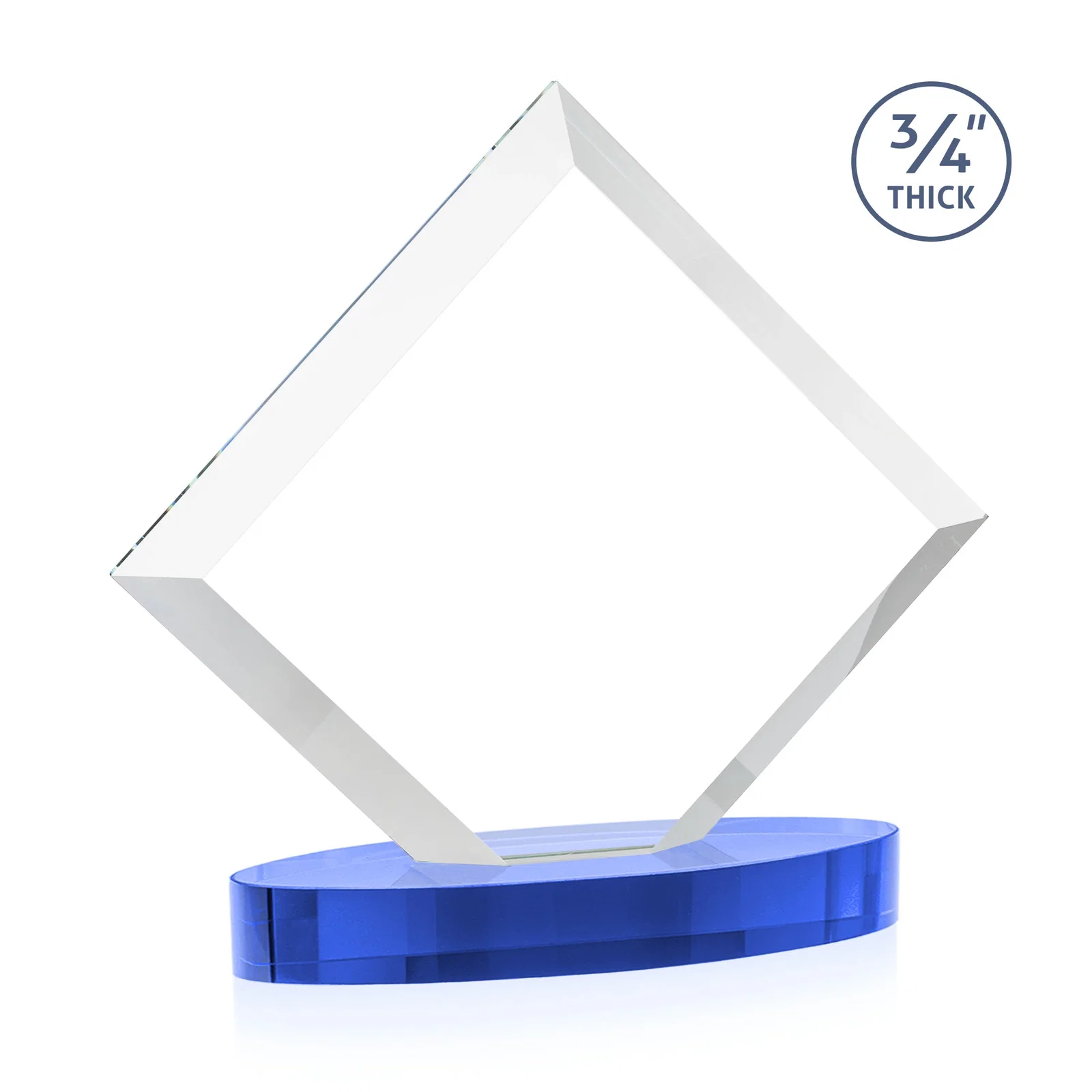 Custom Mitered-Edge Starfire Crystal Diamond Award on an Oval Base, awards, with your logo for company anniversary events