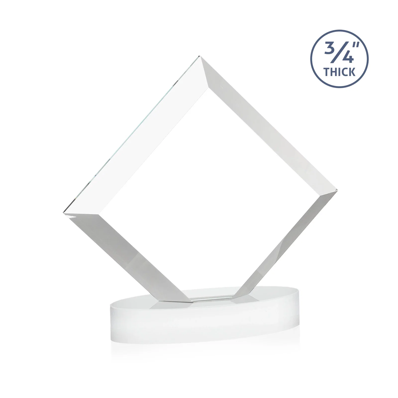 Personalized Mitered-Edge Starfire Crystal Diamond Award on an Oval Base, awards, with your logo for employee recognition