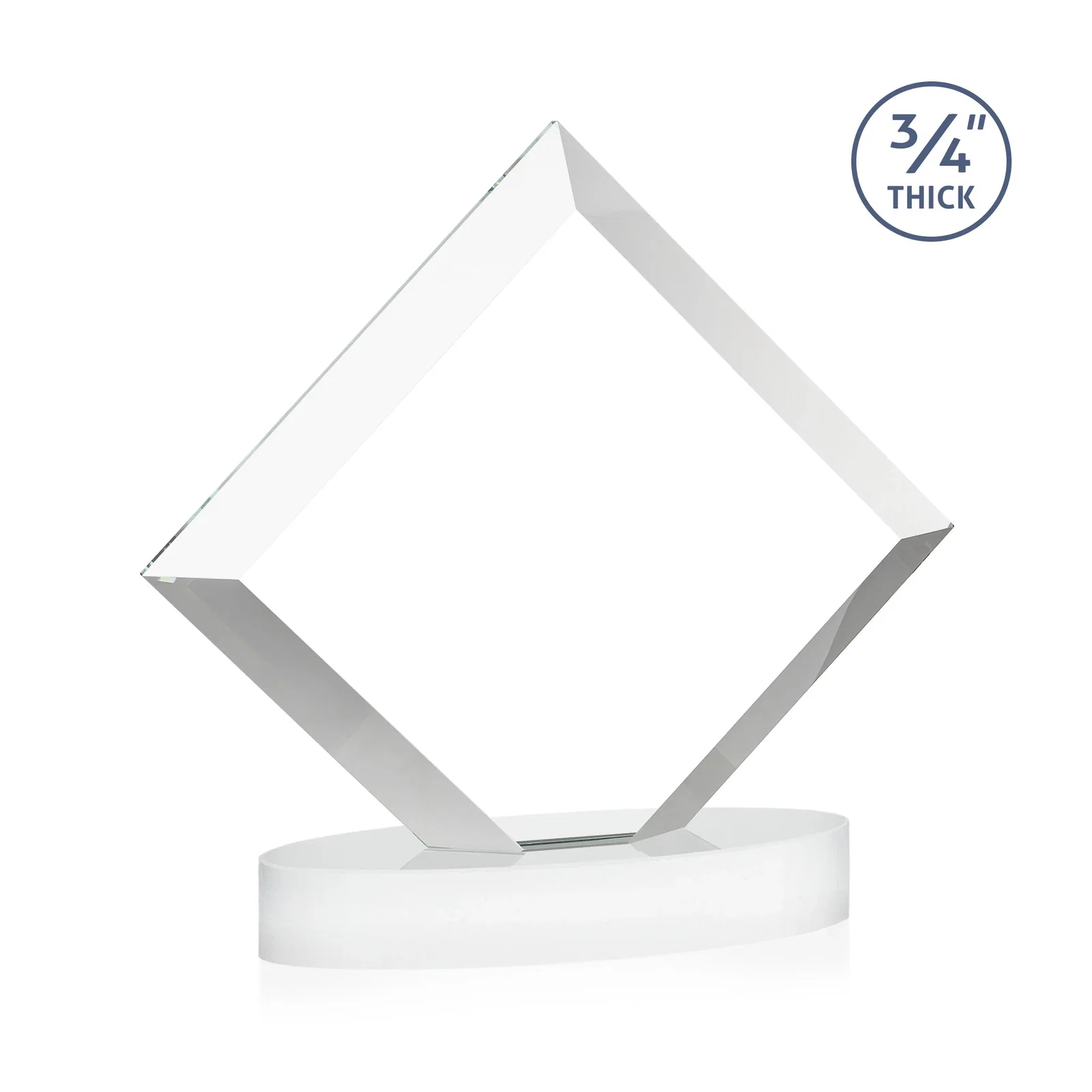 Personalized Mitered-Edge Starfire Crystal Diamond Award on an Oval Base, awards, with your logo for corporate award ceremonies