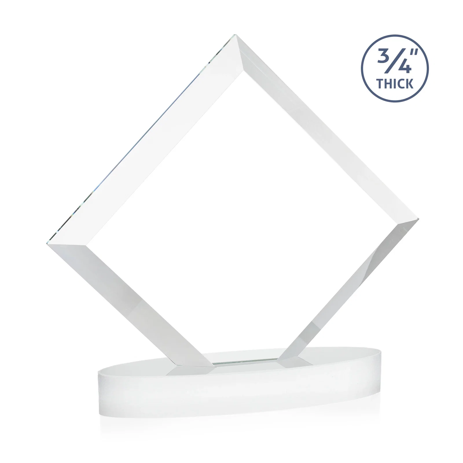 Personalized Mitered-Edge Starfire Crystal Diamond Award on an Oval Base, awards, with your logo for service anniversary gifts