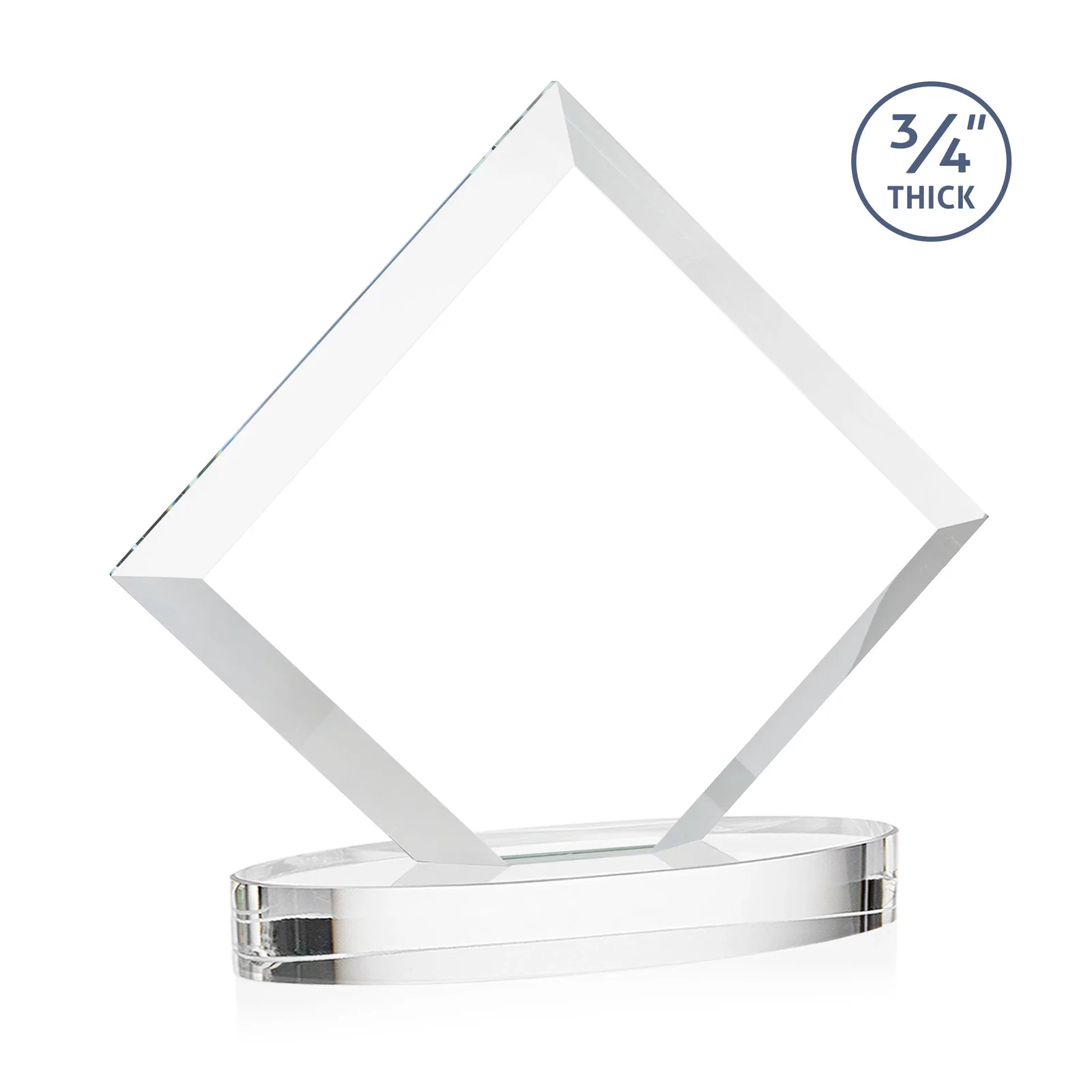Custom engraved Mitered-Edge Starfire Crystal Diamond Award on an Oval Base, awards for service anniversary gifts