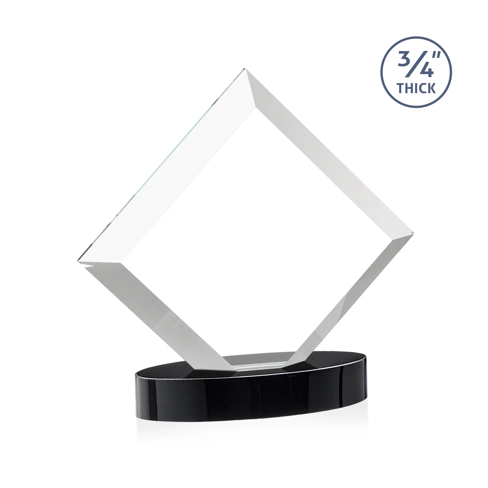 Custom engraved Mitered-Edge Starfire Crystal Diamond Award on an Oval Base, awards for sales achievement awards