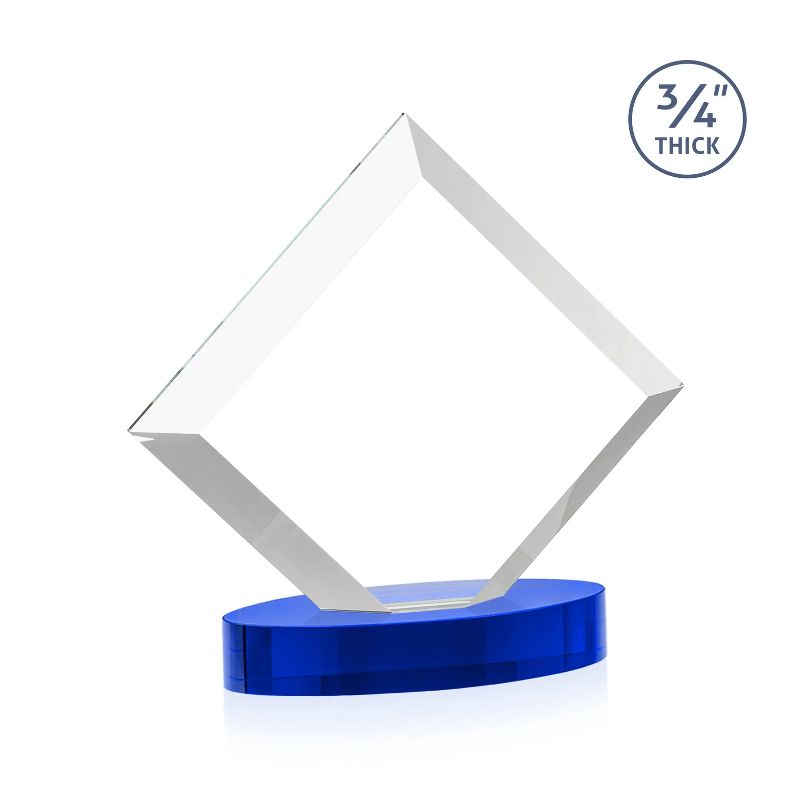 Custom engraved Mitered-Edge Starfire Crystal Diamond Award on an Oval Base, awards for donor appreciation