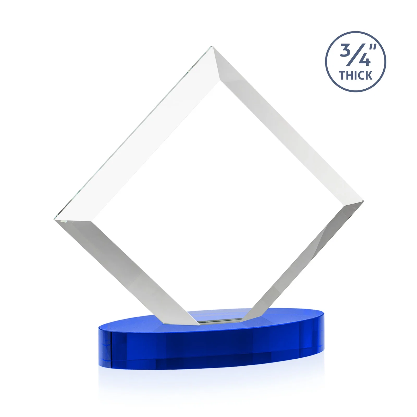 Custom engraved Mitered-Edge Starfire Crystal Diamond Award on an Oval Base, awards for graduation ceremonies